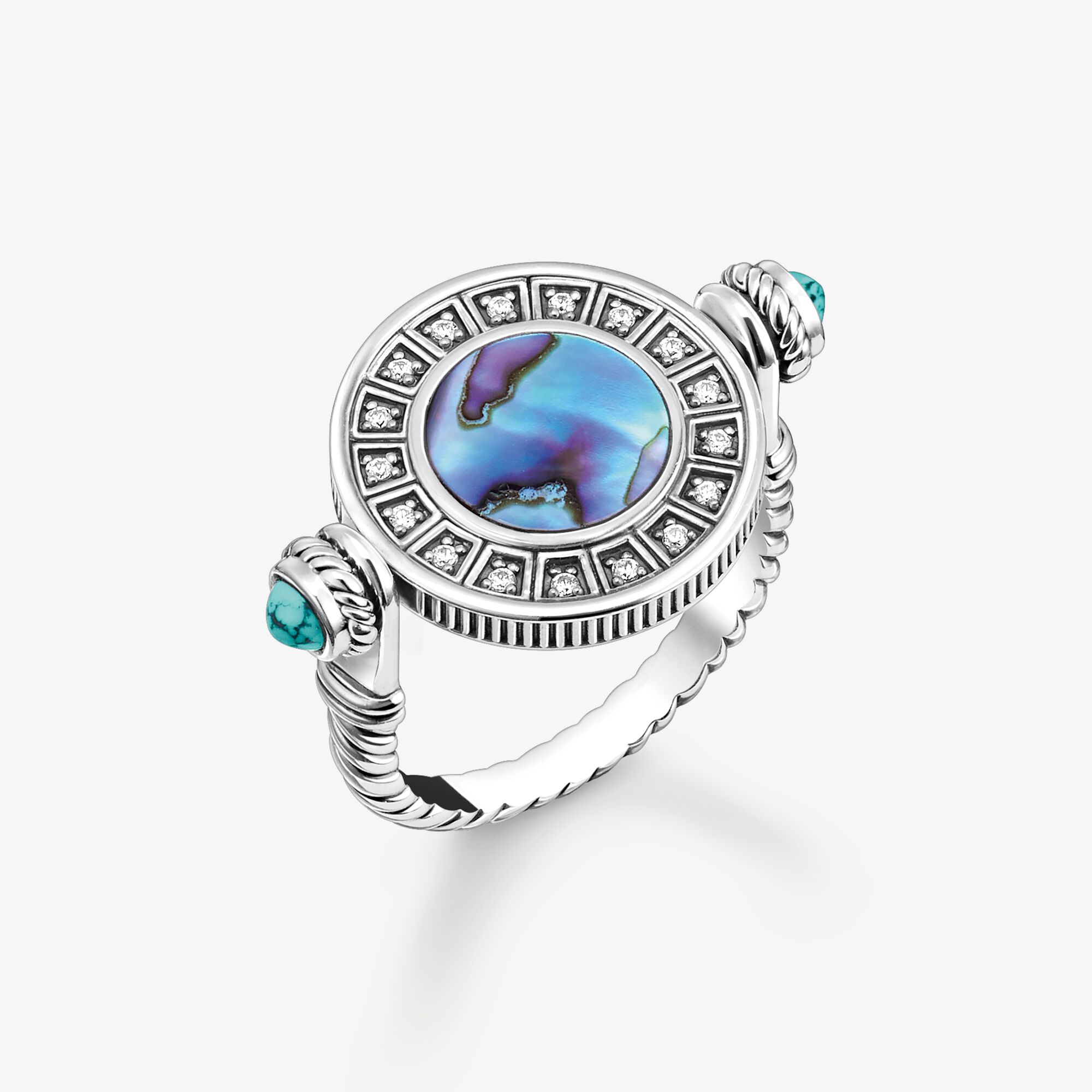 THOMAS SABO Ring drehbar mit Abalone-Perlmutt Silber, Sterlingsilber, Größe: 52, Damen