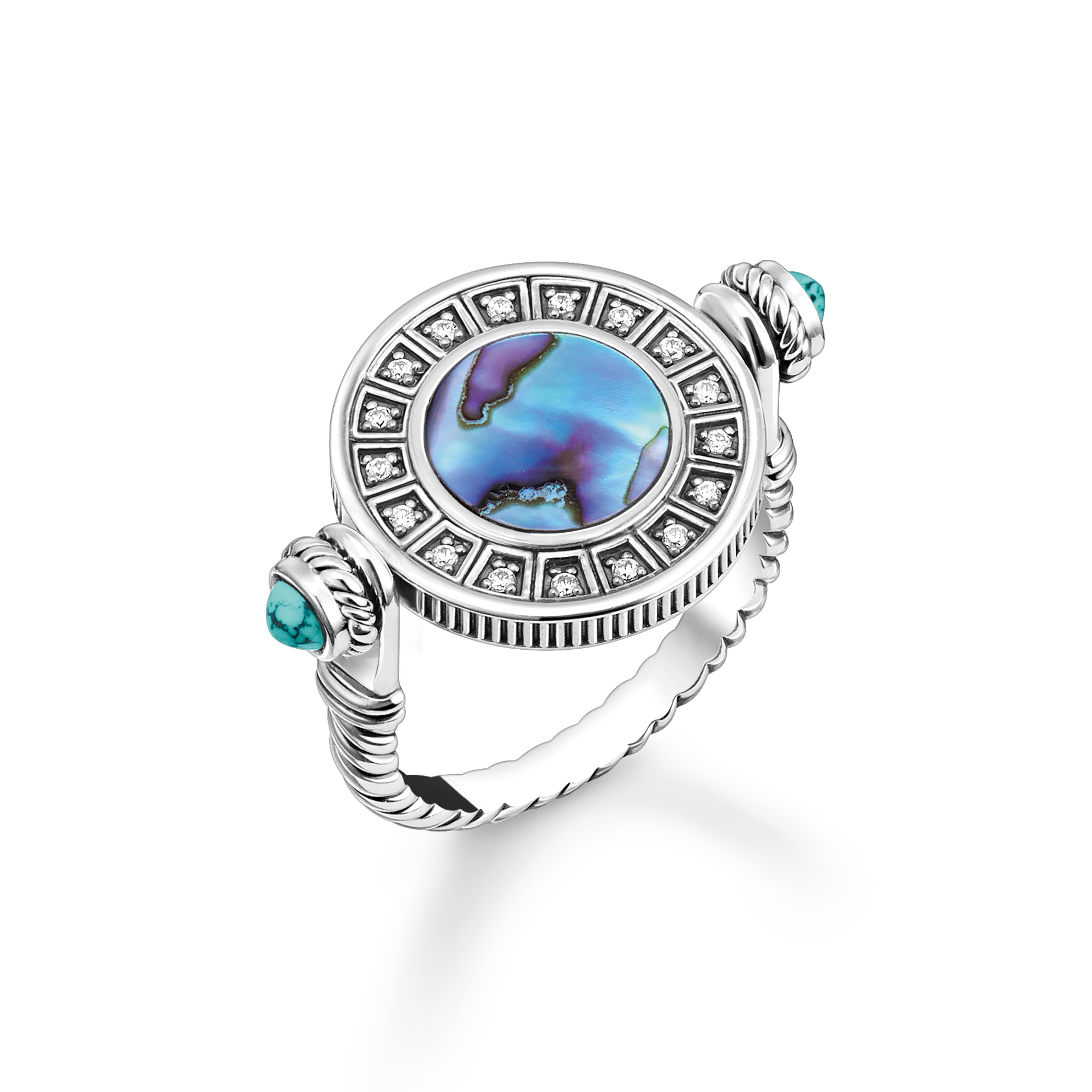 Thomas Sabo Ring drehbar mit Abalone-Perlmutt Silber mehrfarbig TR2427-646-7-52