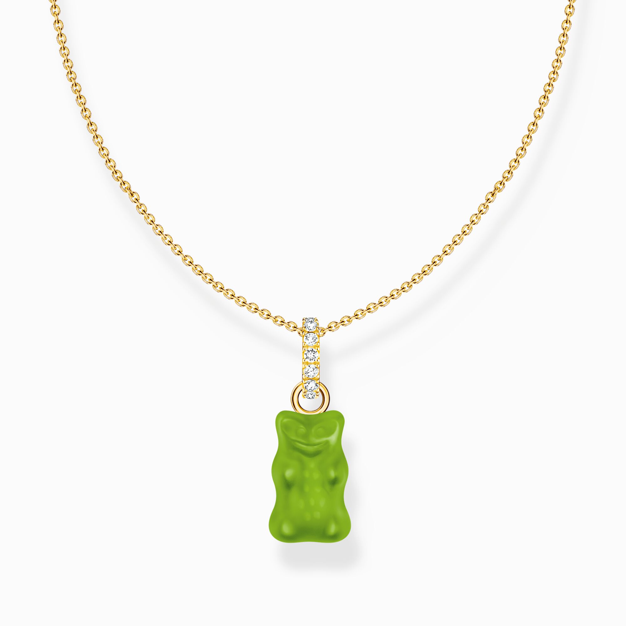 Gold-plated necklace with green goldbears pendant and zirconia from the Charming Collection collection in the THOMAS SABO online store