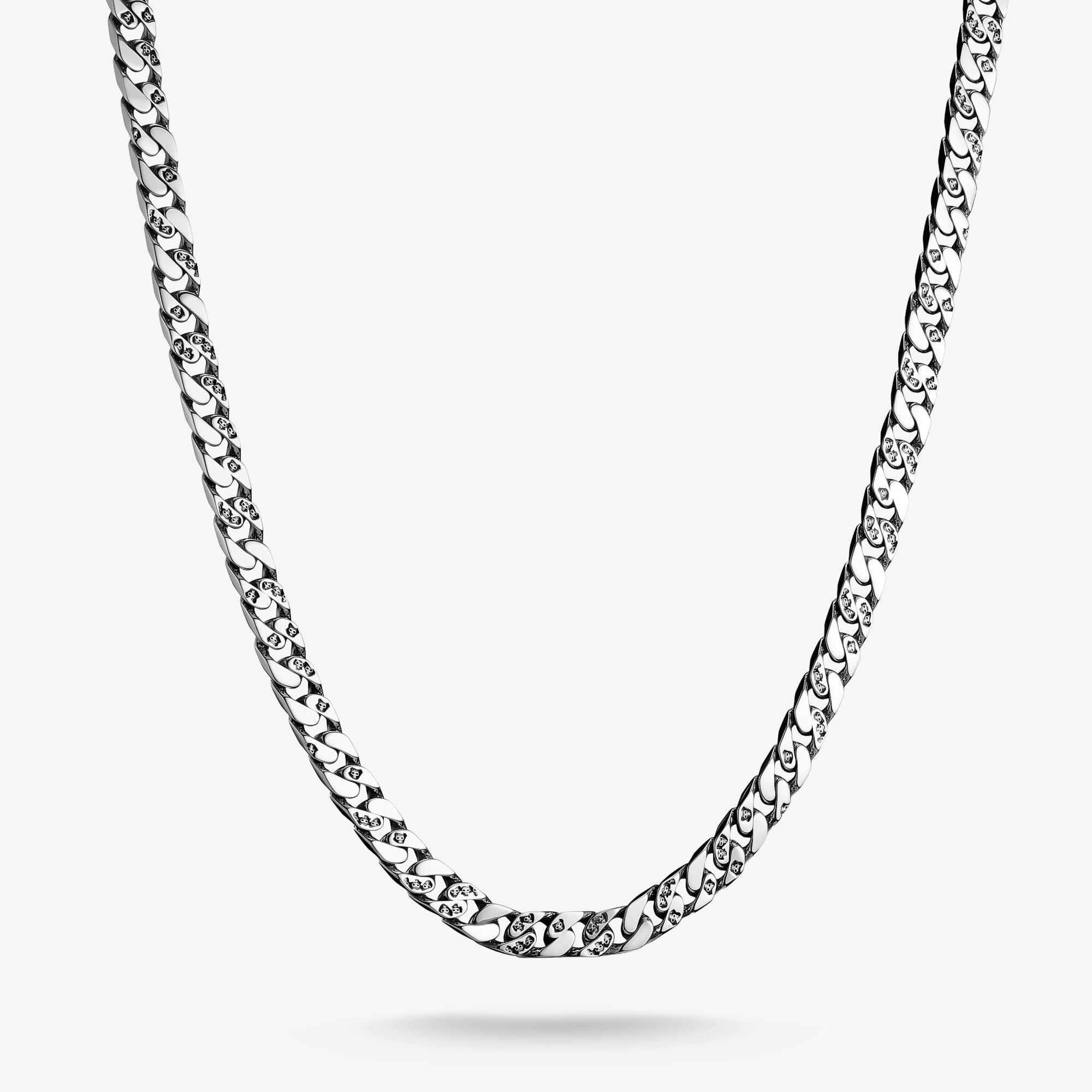 THOMAS SABO Panzerkette mit Skull-Details Silber, Sterlingsilber geschwärzt, Größe: L55, Unisex