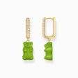Gold-plated single hoop earring medium sized with green goldbears from the Charming Collection collection in the THOMAS SABO online store