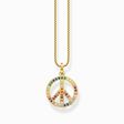 Gold plated necklace with pendant peace sign and coloured stones from the  collection in the THOMAS SABO online store