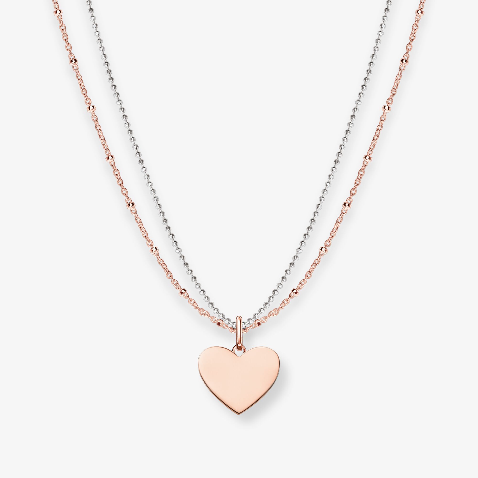 THOMAS SABO Kette Herz roségold silber, Sterlingsilber Roségold vergoldet, Größe: 45 cm, Damen