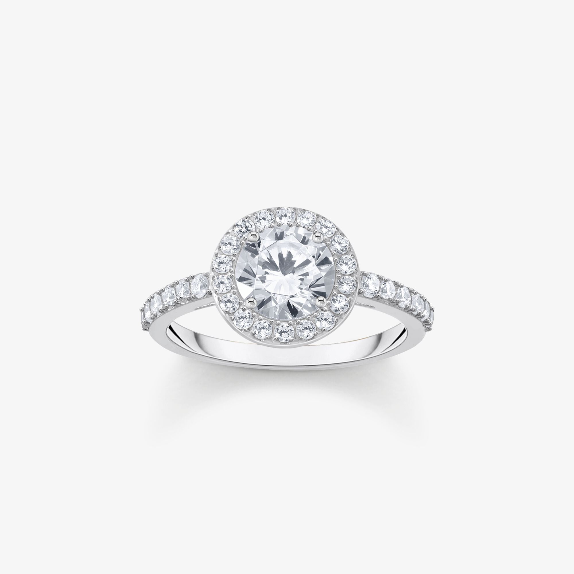 THOMAS SABO Halo-Ring mit weißem Stein im Brillantschliff Silber, Sterlingsilber, Größe: 56, Damen