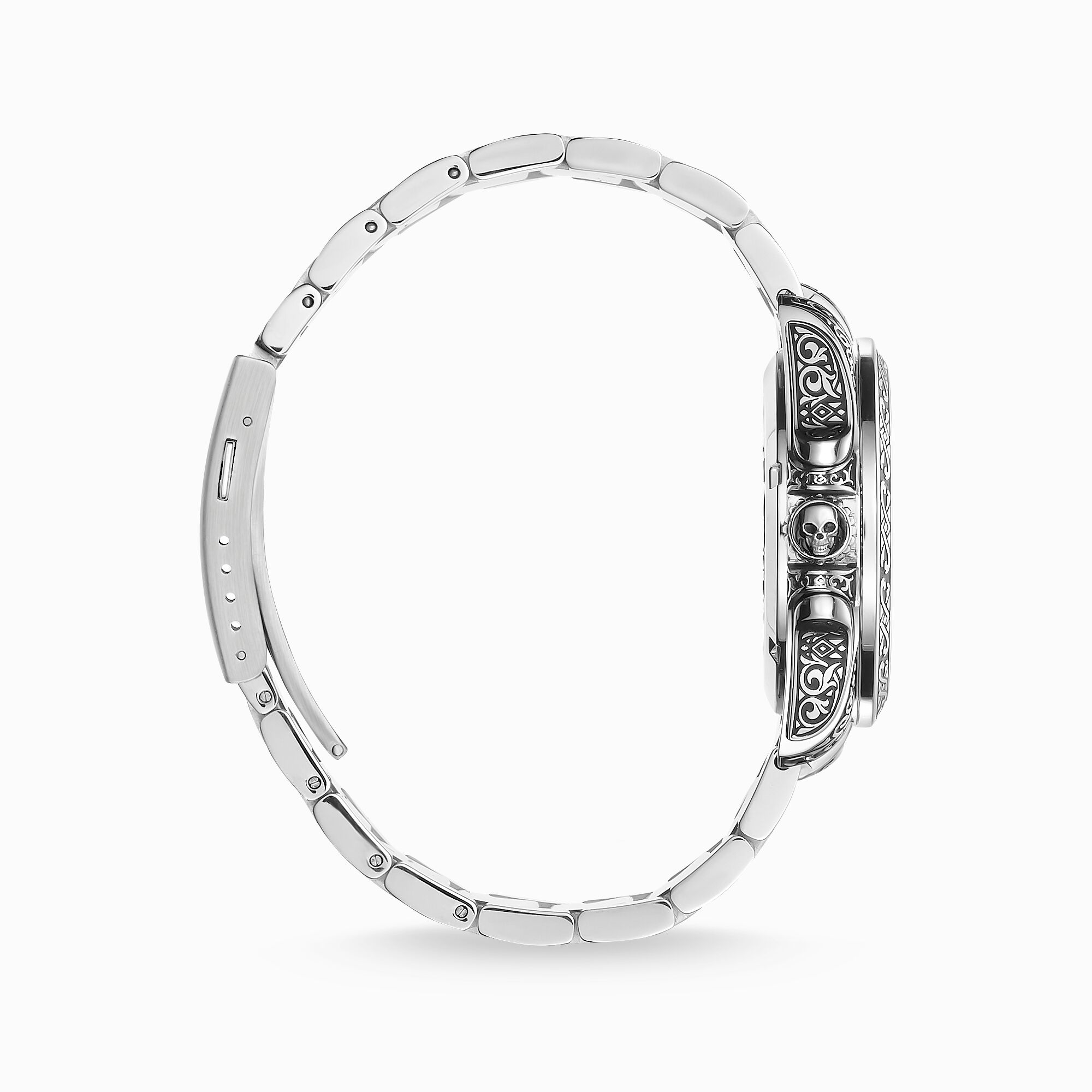 Herrenuhr Rebel at Heart Totenkopf silber schwarz | THOMAS SABO