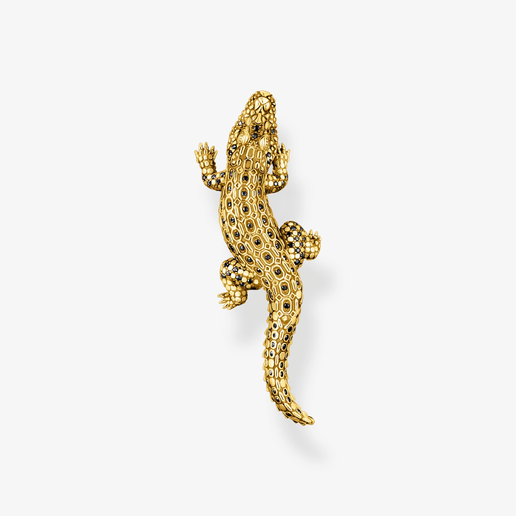 THOMAS SABO Pendentif crocodile doré orné de gemmes noires, Argent sterling doré or jaune, Taille: one size, Unisex