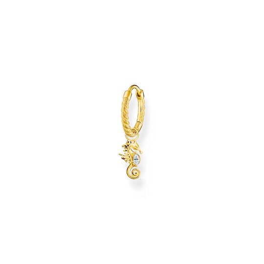 Single hoop earring with white stone and seahorse gold from the Charming Collection collection in the THOMAS SABO online store