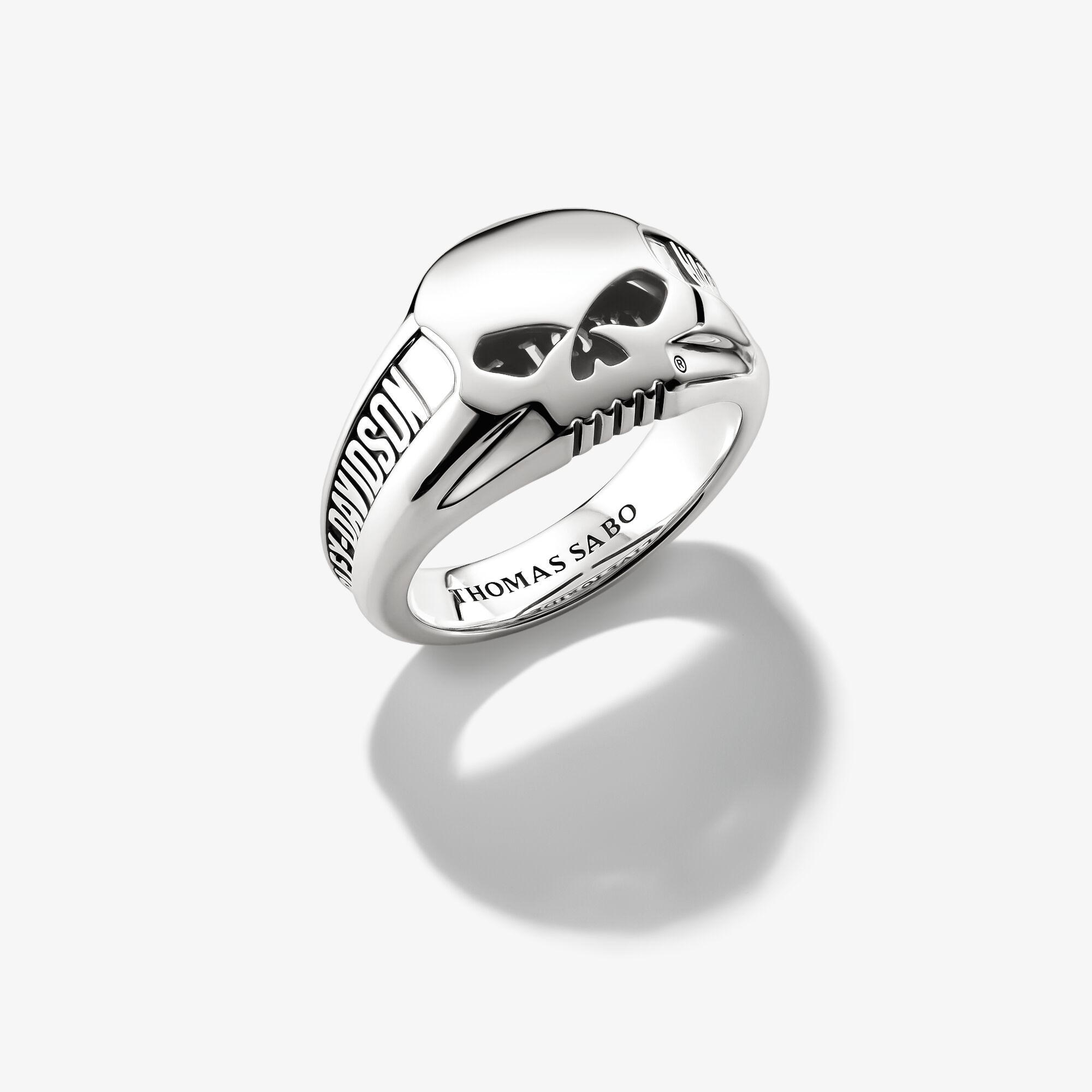 THOMAS SABO Harley-Davidson Bague tête de mort Willie G. Skull argent, Argent Sterling 925‰, noirci, Taille: 70, homme