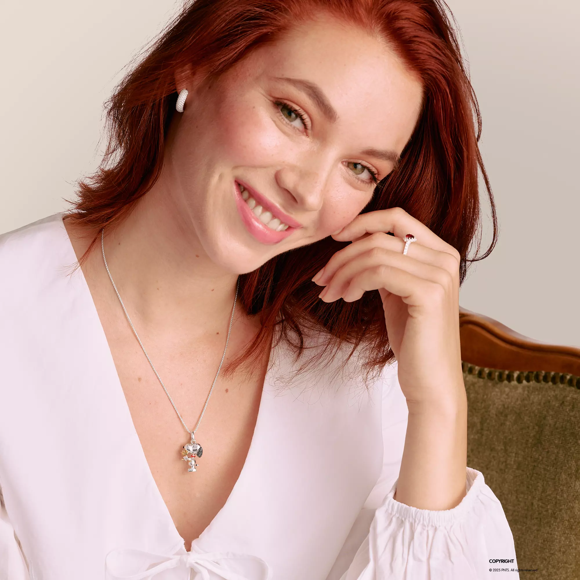 Collana Una, Taglio tondo, Forma ovale, Bianca, Placcato color oro rosa