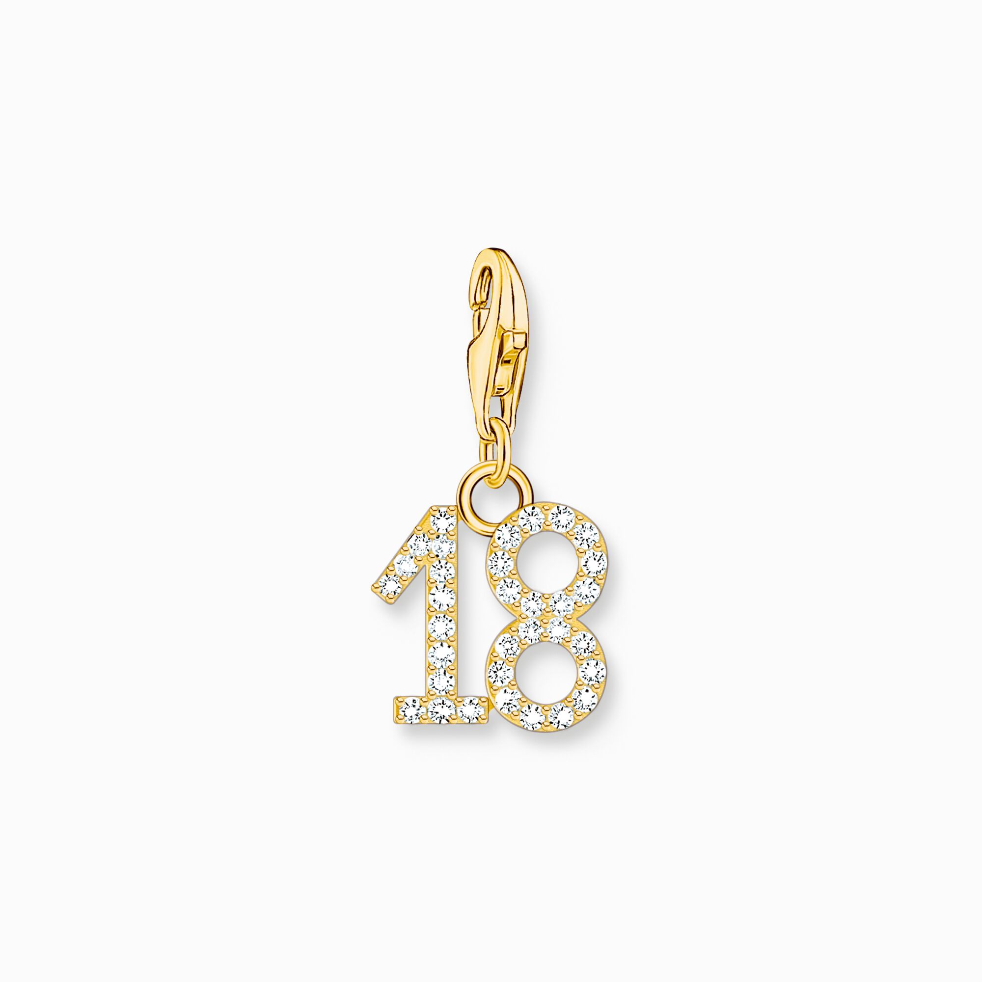 Gold-plated charm pendant number 18 with zirconia