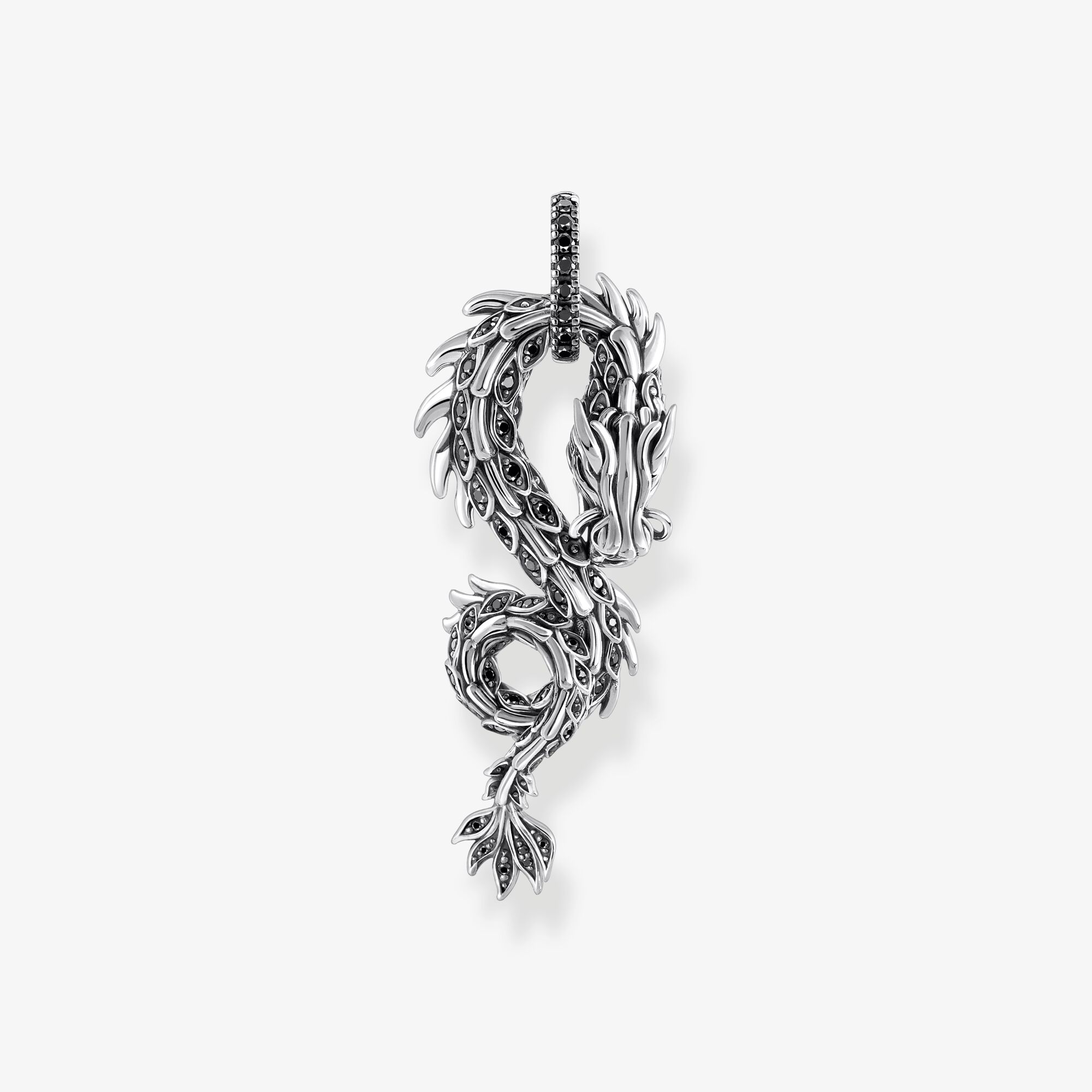 THOMAS SABO Anhänger Drache mit schwarzen Steinen Silber geschwärzt, Sterlingsilber, Größe: one size, Unisex