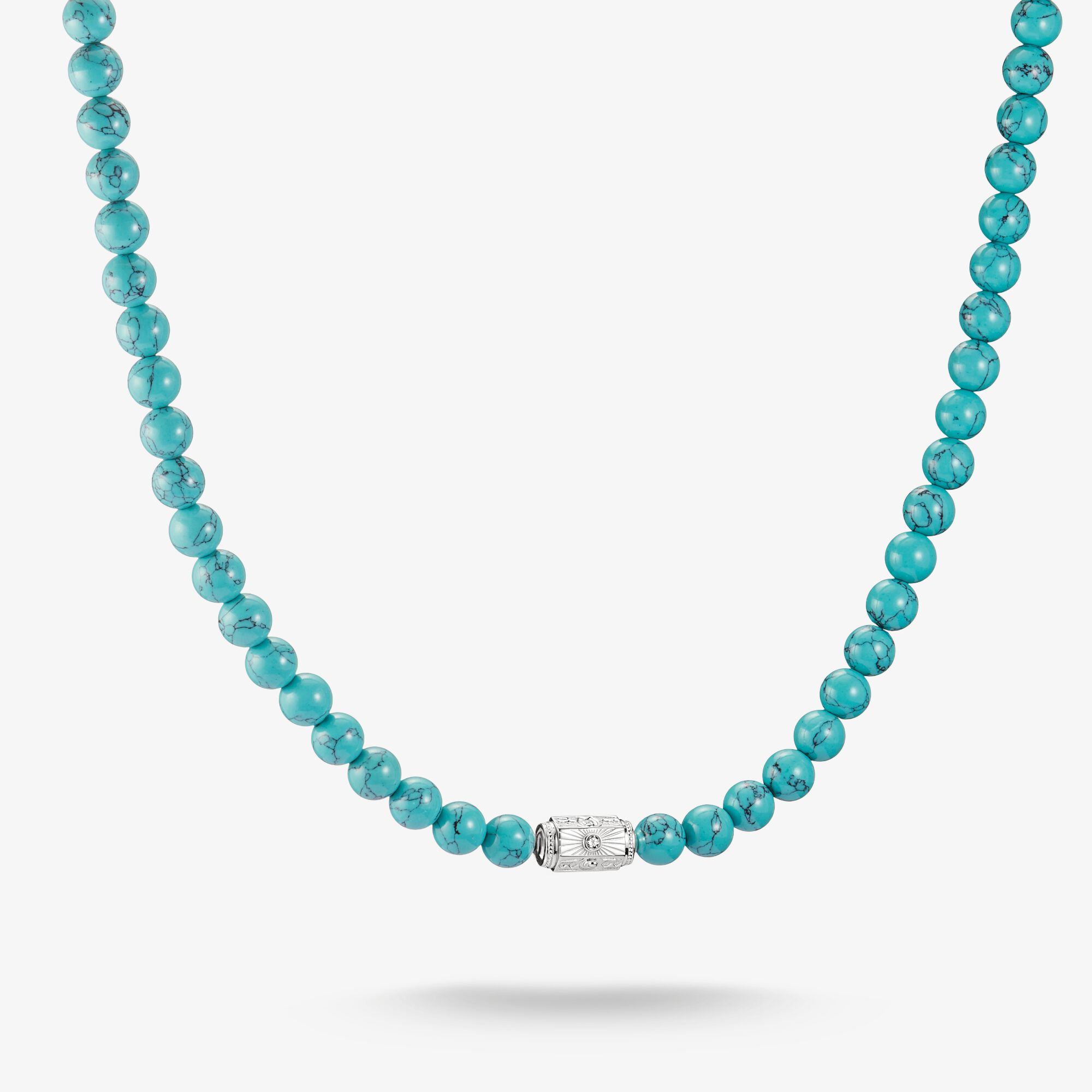 THOMAS SABO Chaîne beads turquoise imitée Elyndra argent, Argent sterling, Taille: L55, femme