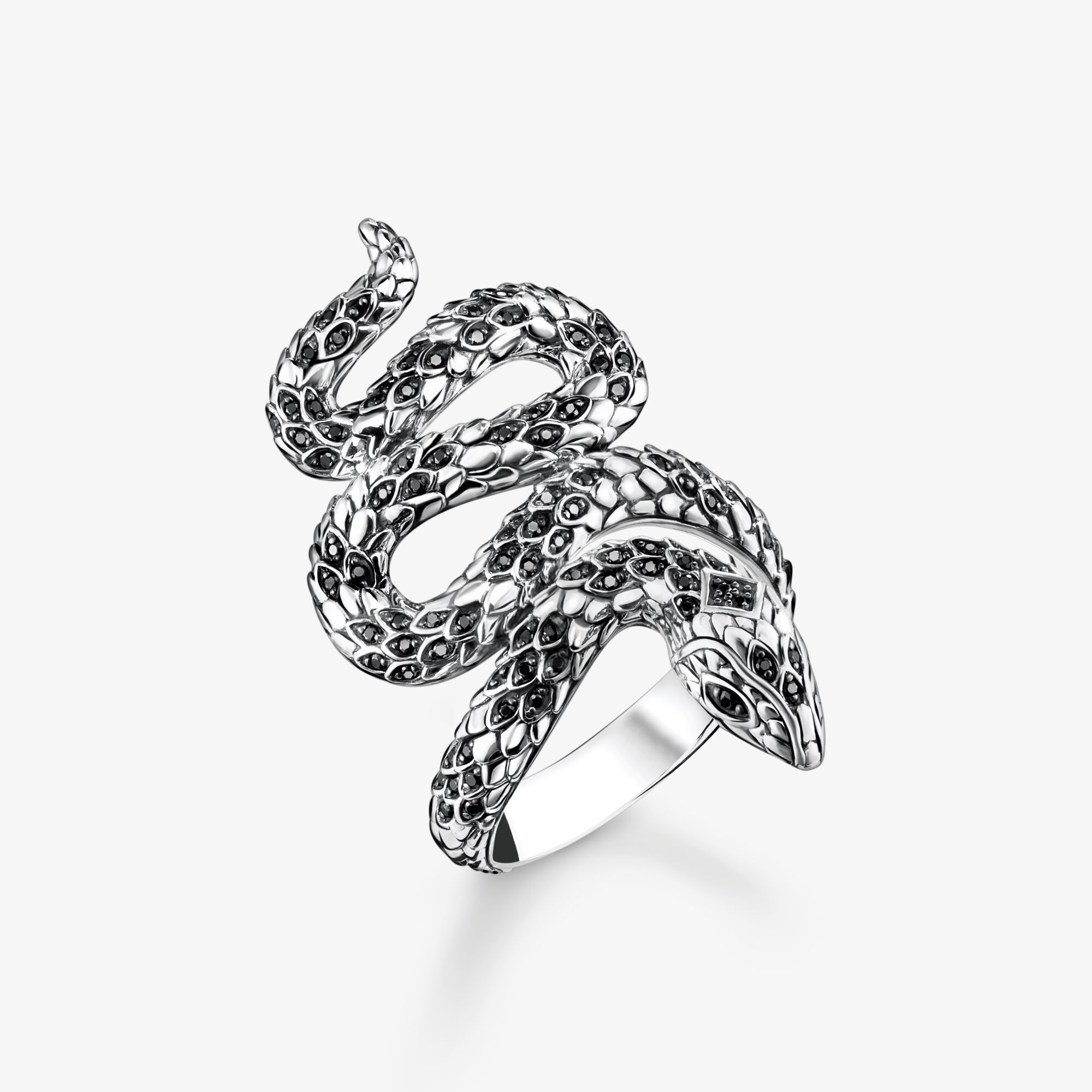 THOMAS SABO Bague noirci serpent, Argent sterling, Taille: 58, Unisex