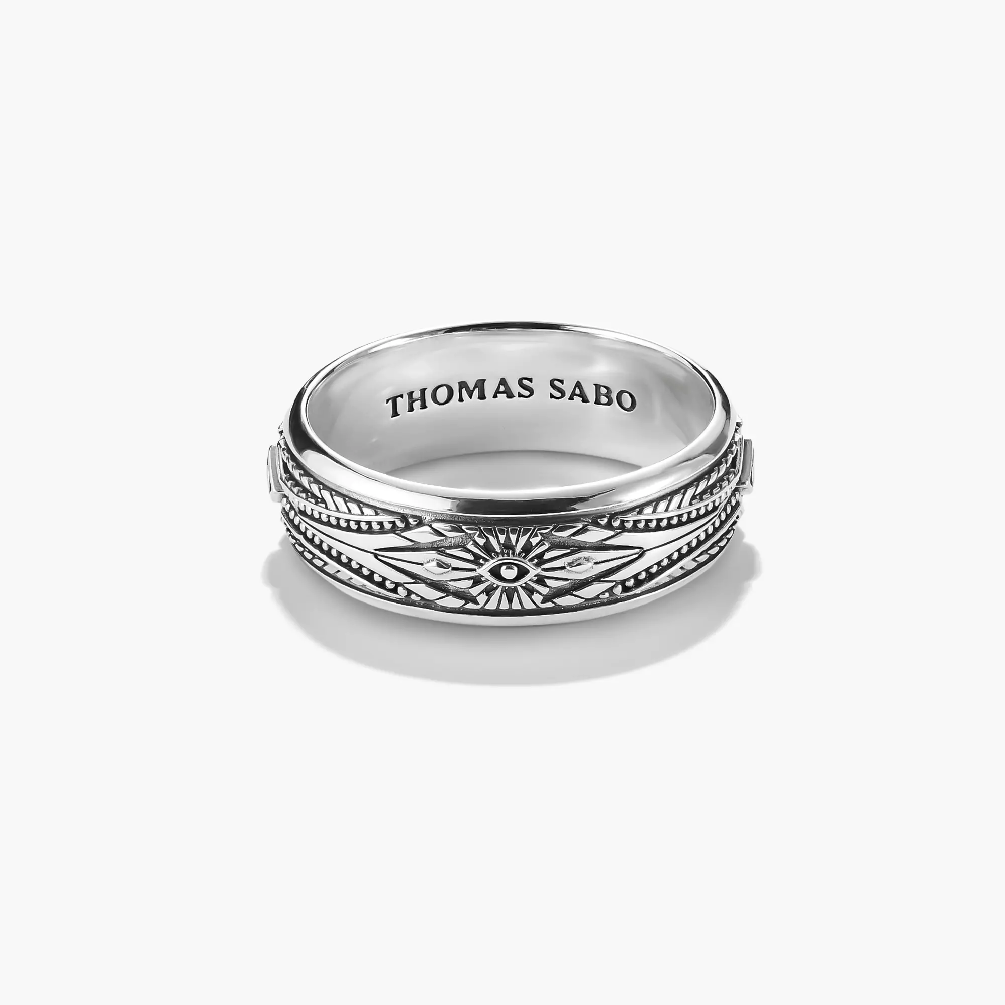 Silver Ring with Engravings and White Zirconia Stones Elyndra