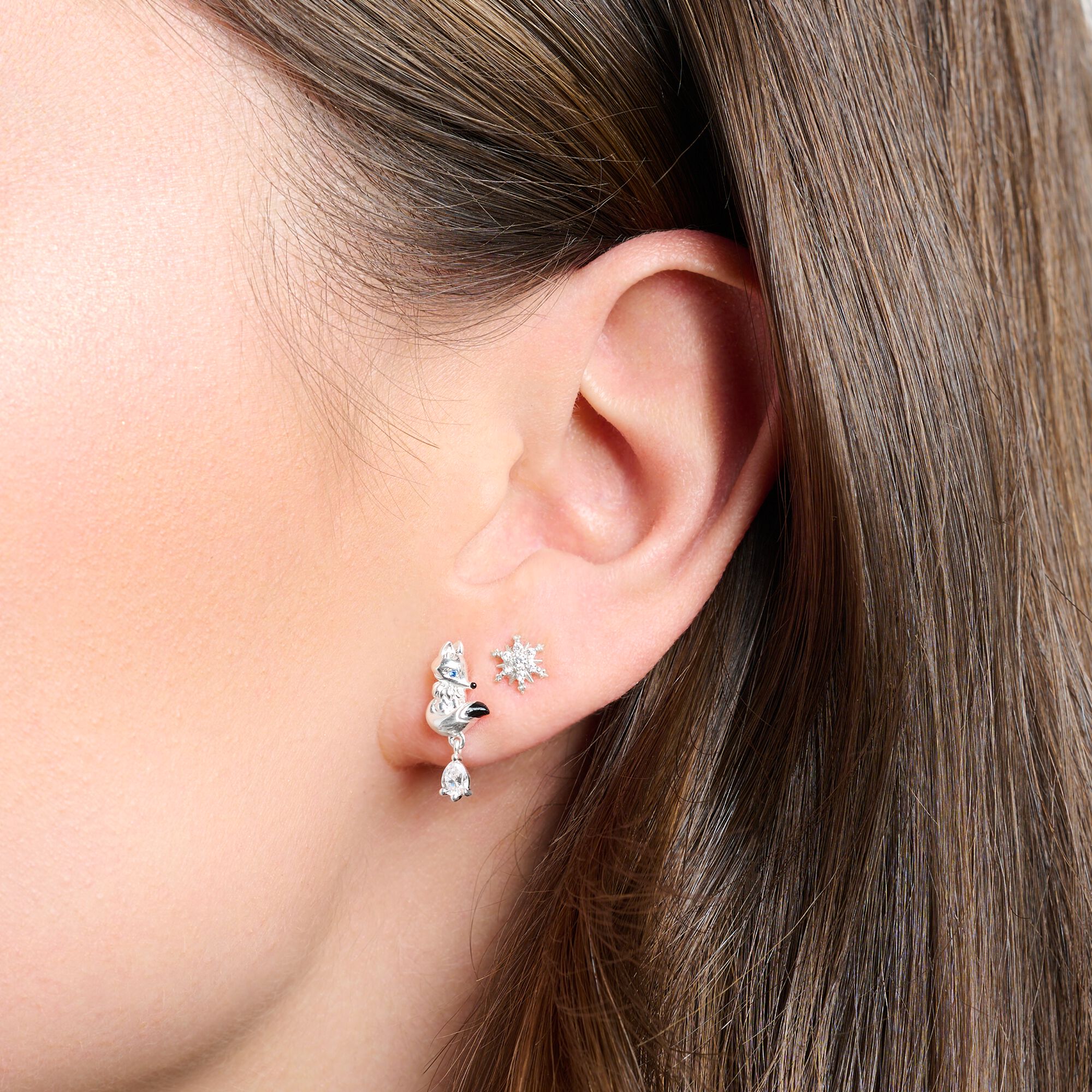 THOMAS SABO earring: stud snowflake, silver | Single