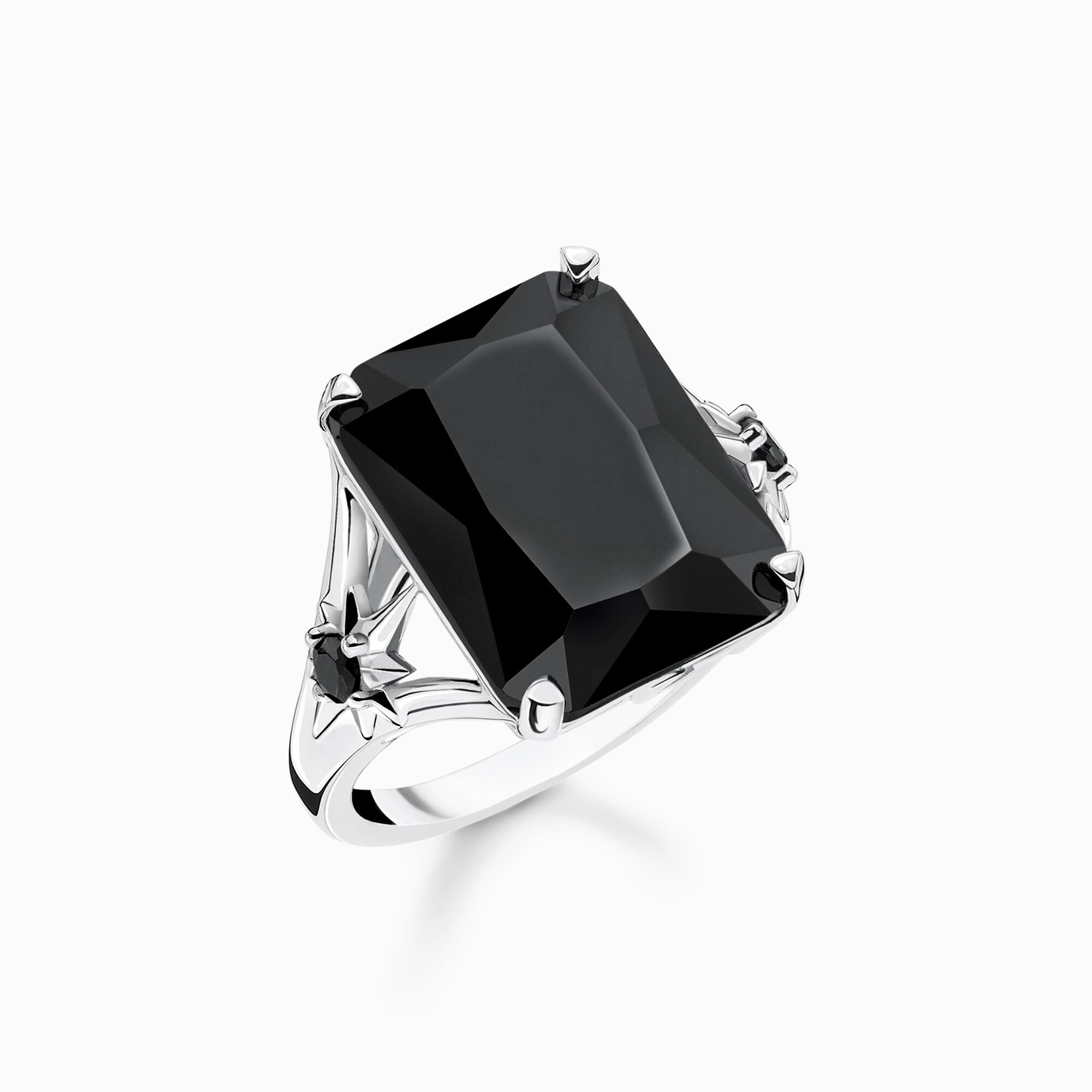 Ring with large black stone and stars silver from the  collection in the THOMAS SABO online store