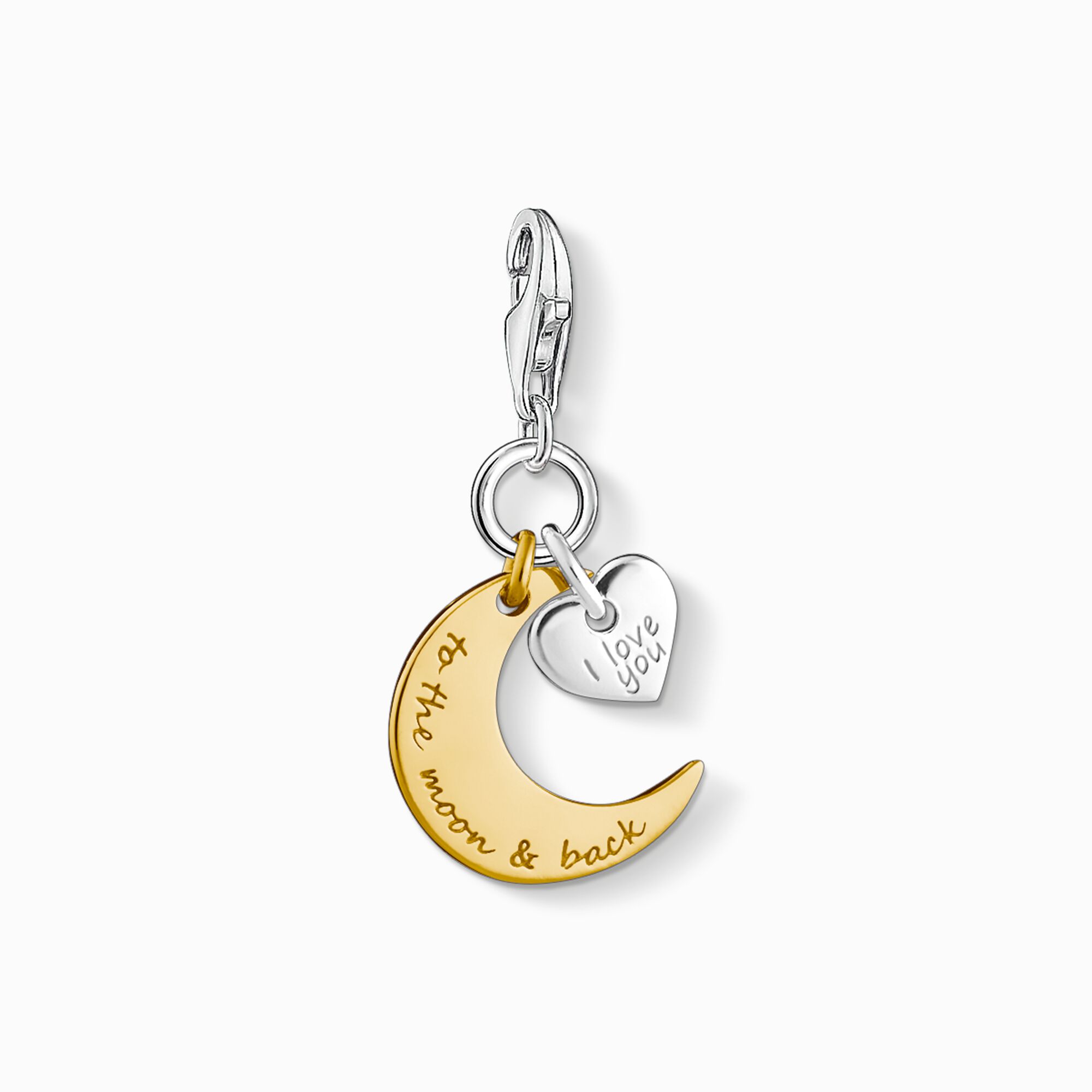 Pendentif Charm lune et c&oelig;ur i love you to the moon &amp; back de la collection Charm Club dans la boutique en ligne de THOMAS SABO