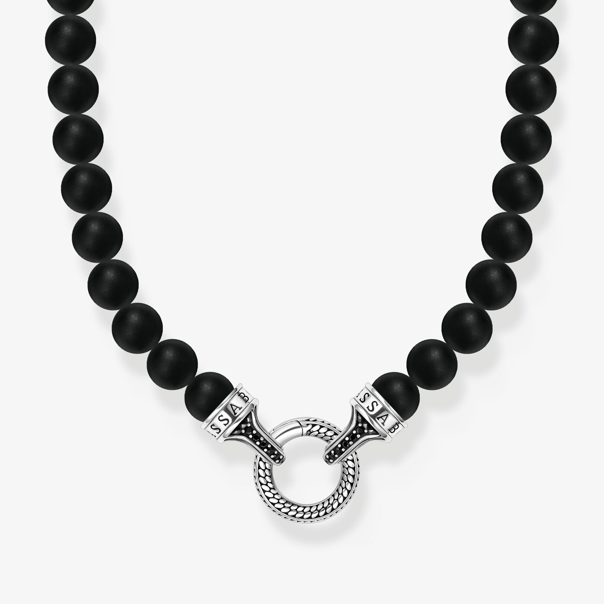 THOMAS SABO Kette Obsidian-Beads Silber, Sterlingsilber, Größe: 60 cm, Unisex