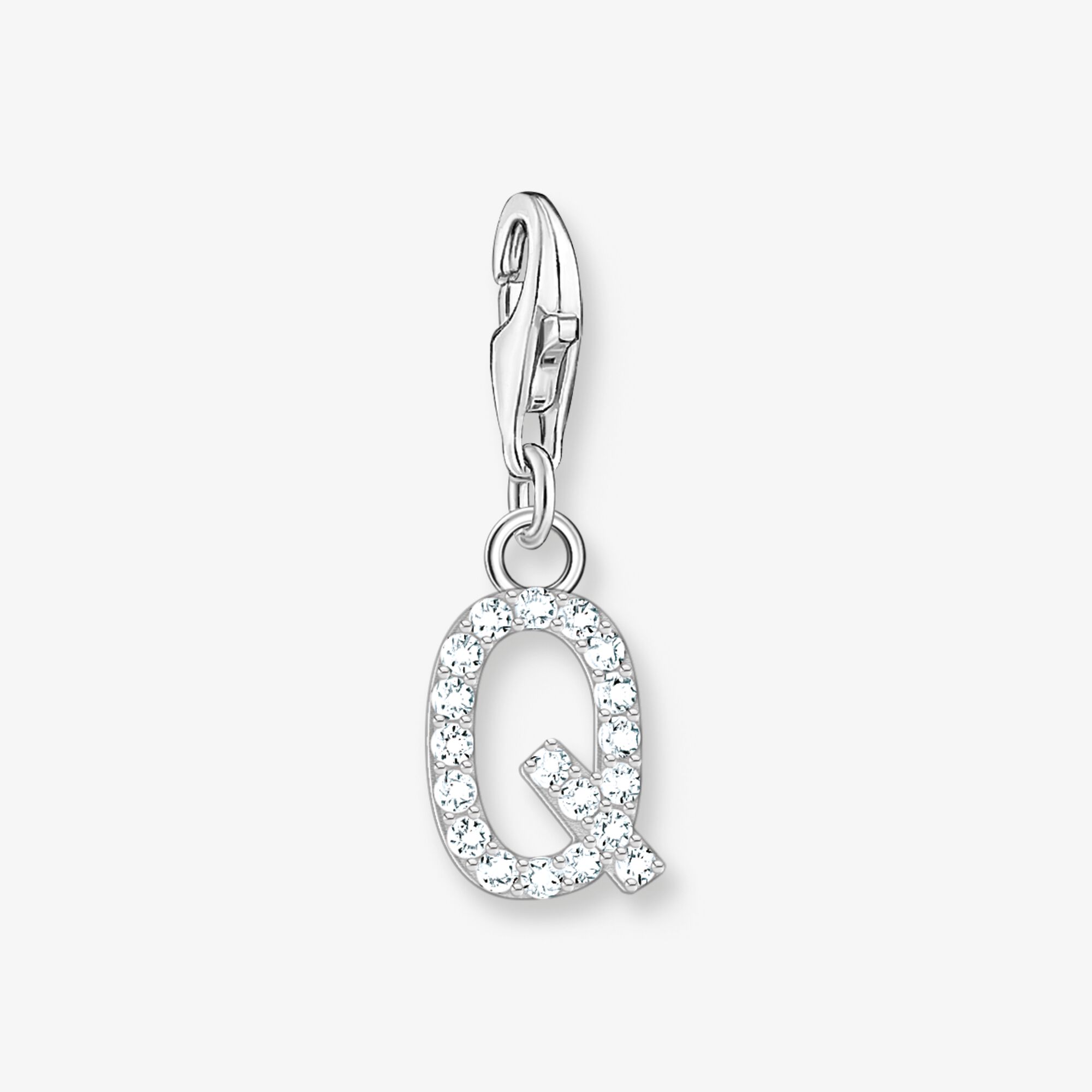 THOMAS SABO Charm-hängsmycke bokstaven Q med vita stenar silver, 925 sterlingsilver, Storlek: one size, för damer