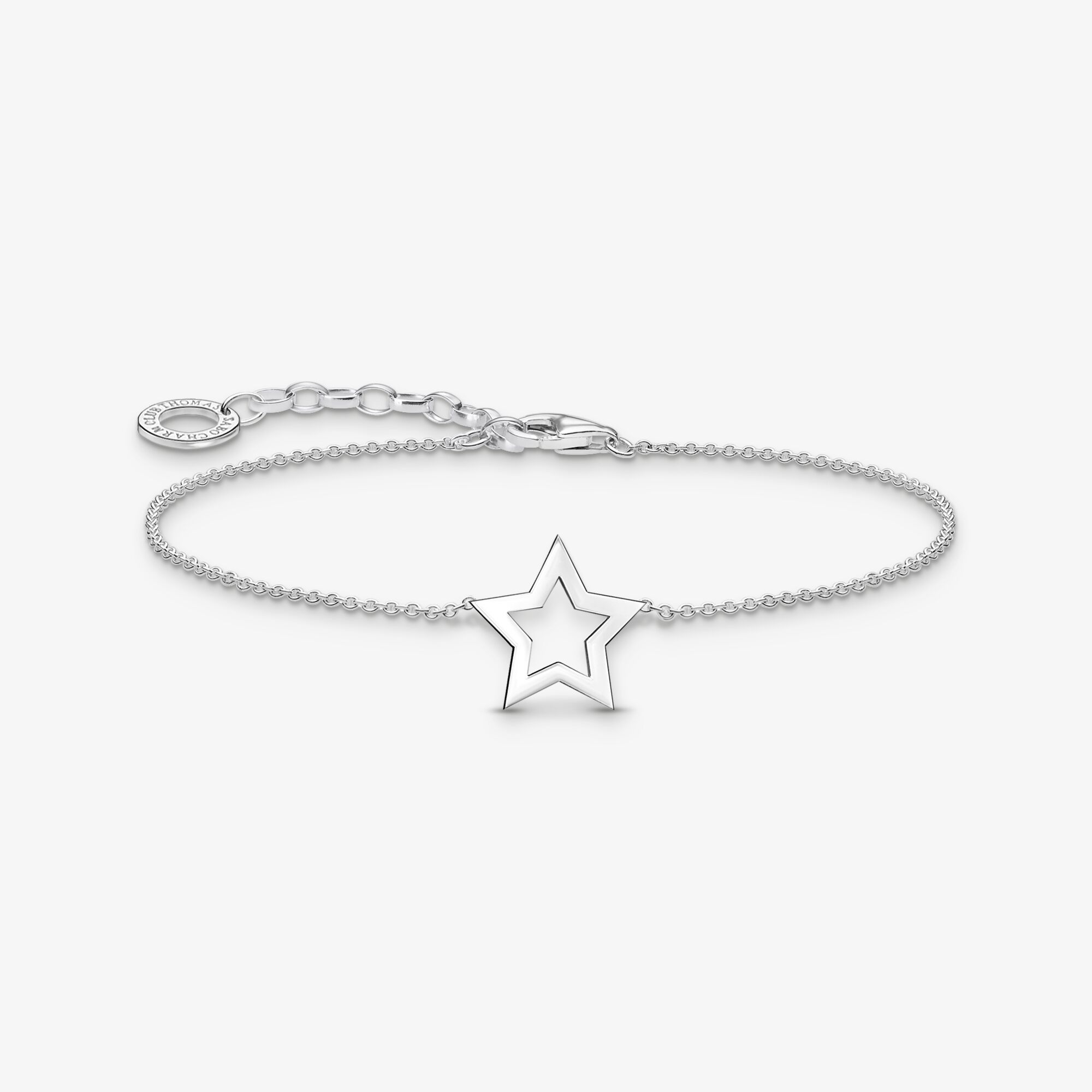 THOMAS SABO Armband med stjärn-hänge, silver, 925 sterlingsilver, Storlek: 19 cm, för damer