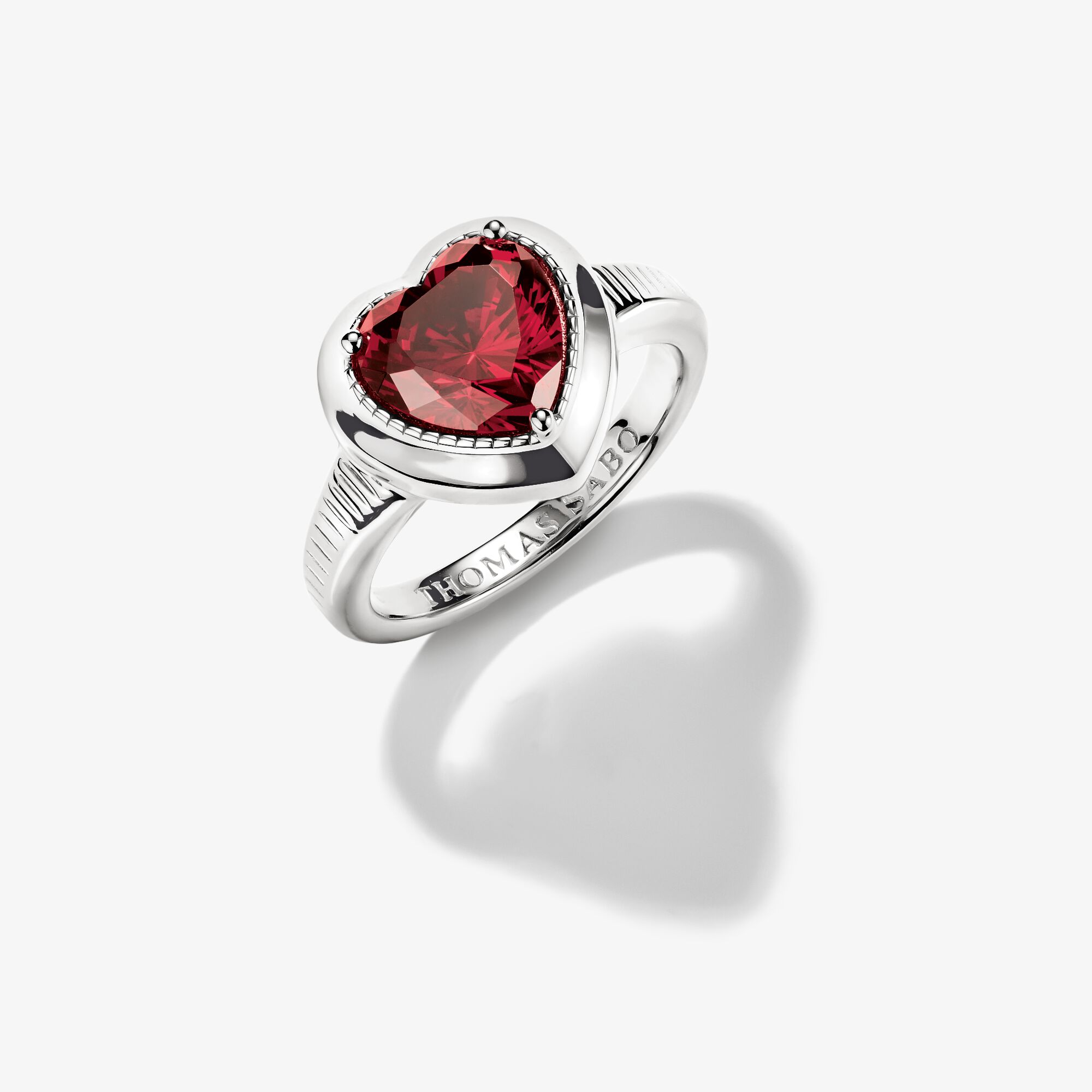 THOMAS SABO Bague pierre cœur rouge Elyndra argent, Argent sterling, Taille: 54, femme