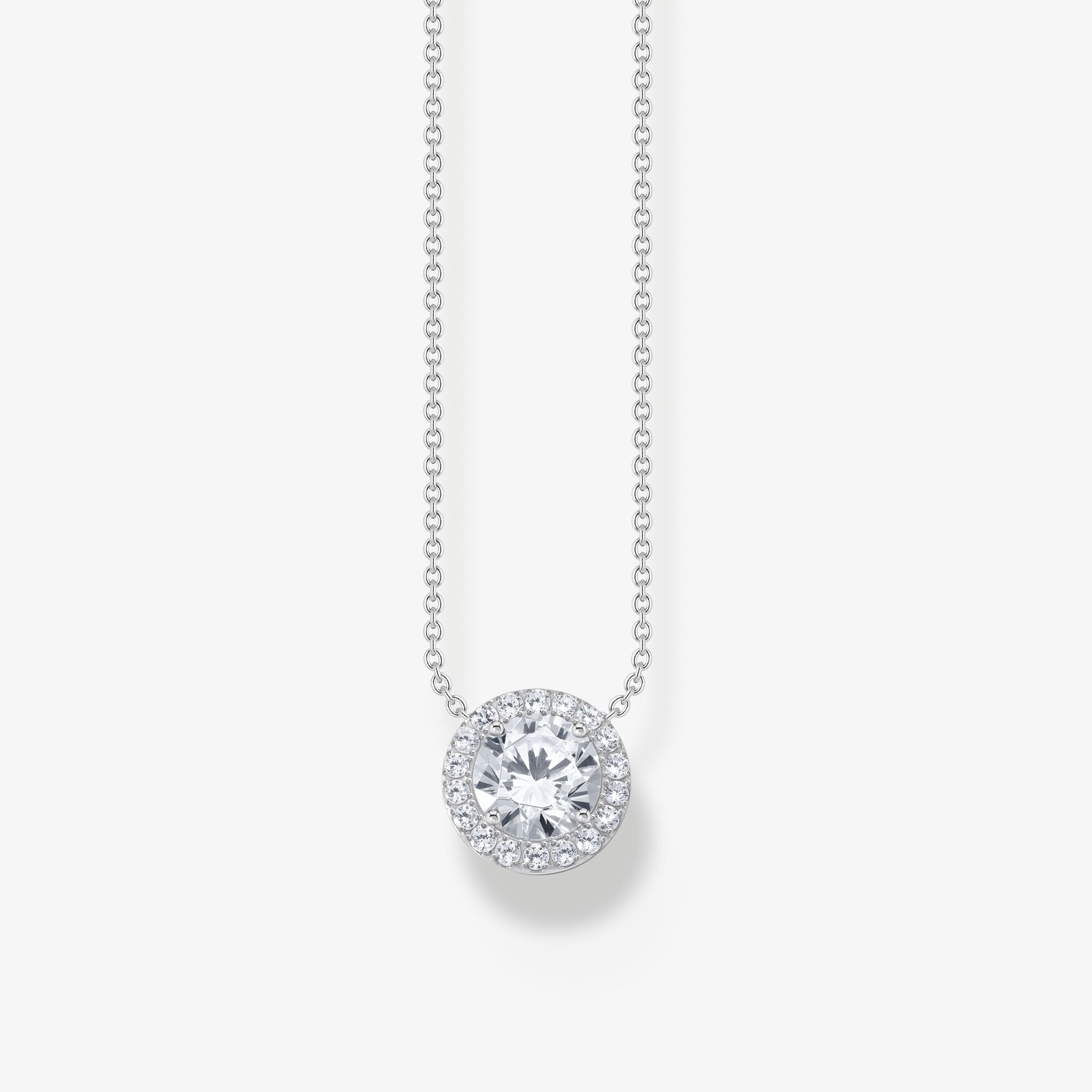 THOMAS SABO Collier en argent avec halo pédant avec zircon blanc Argent sterling, Taille: 45 cm, pour femme