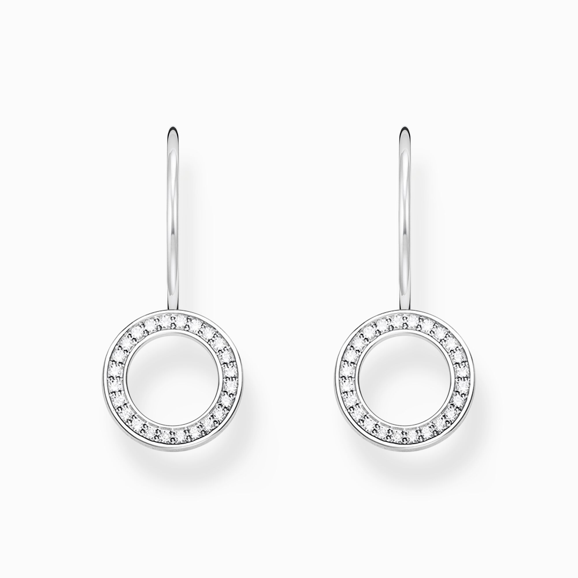 Silver earrings circular-shaped with white zirconia from the  collection in the THOMAS SABO online store