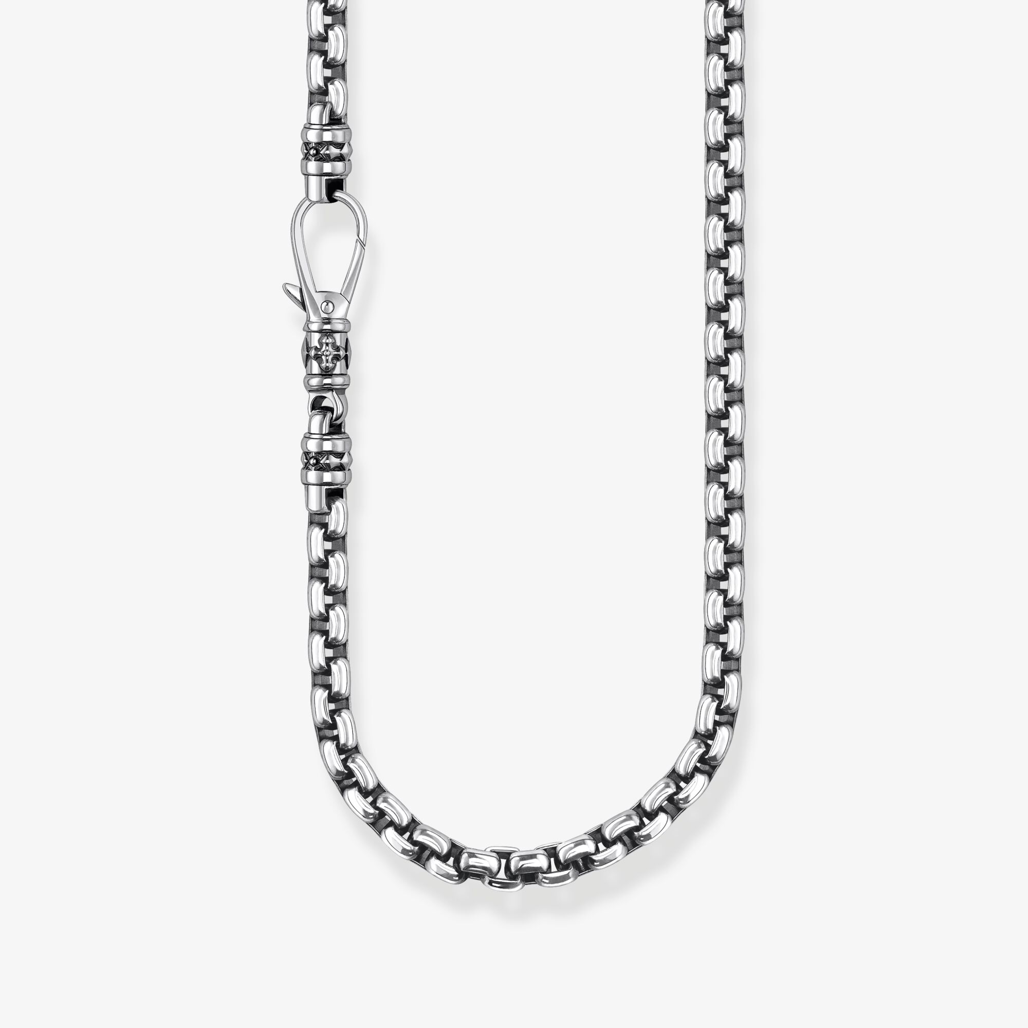 THOMAS SABO Kette Glieder Kreuz silber Stärke 5 mm, Sterlingsilber geschwärzt, Größe: L55, Unisex