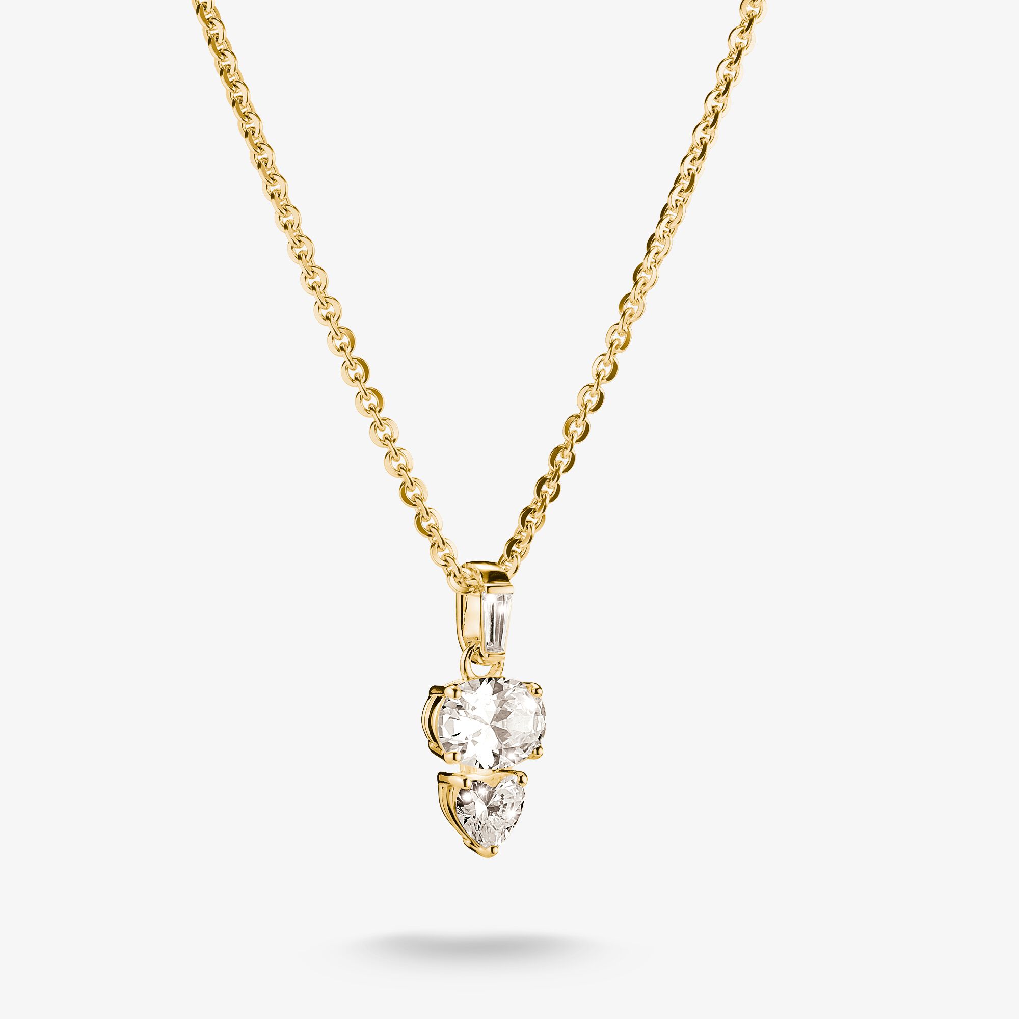 THOMAS SABO Kette mit Zirkoniasteinen Oval Herz 18k Vergoldung, Sterlingsilber Gelbgold vergoldet, Größe: 45 cm, Damen