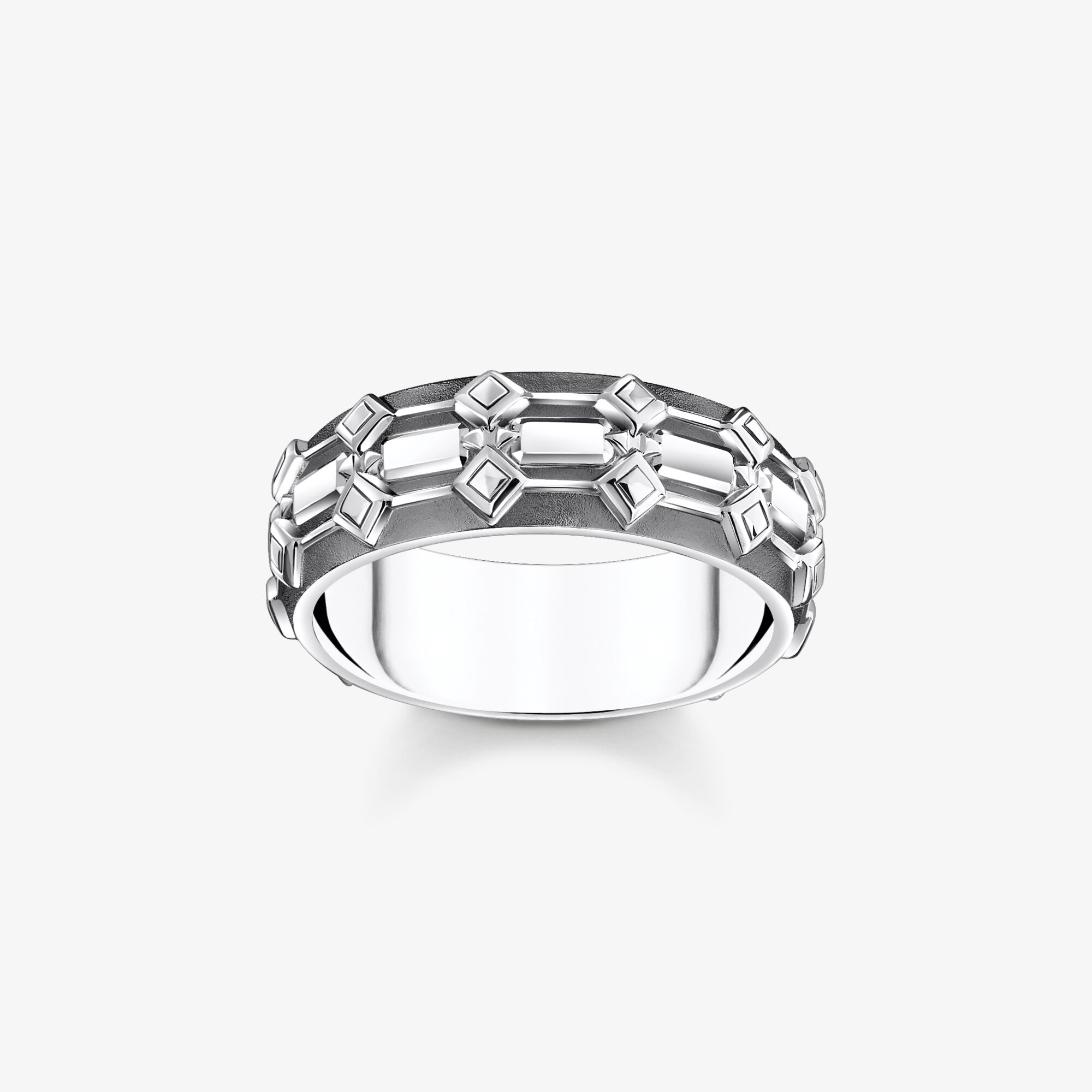THOMAS SABO Large bague écailles de crocodile en argent noirci, Argent Sterling 925‰, noirci, Taille: 54, Unisex