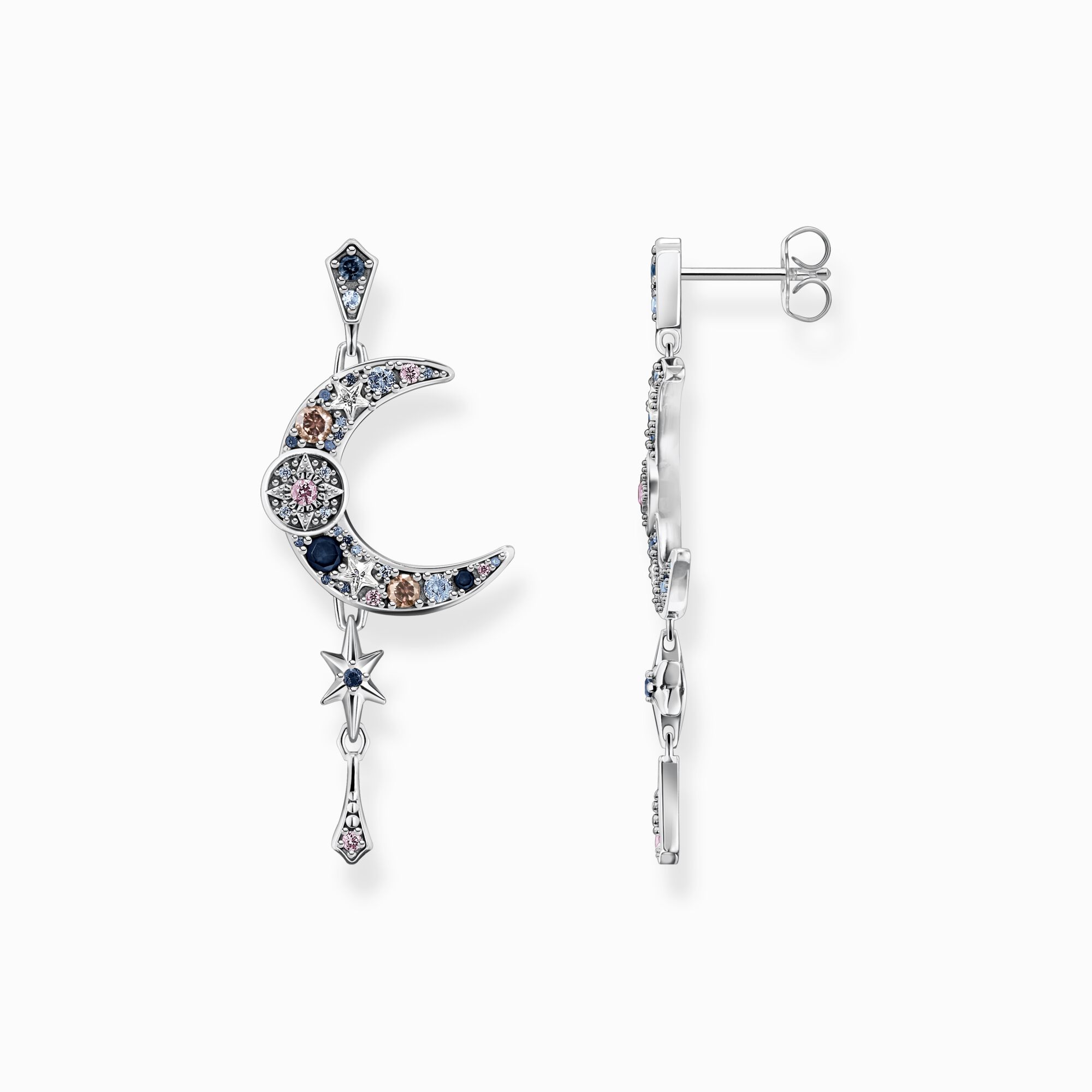 Earrings Royalty moon with stones silver from the  collection in the THOMAS SABO online store