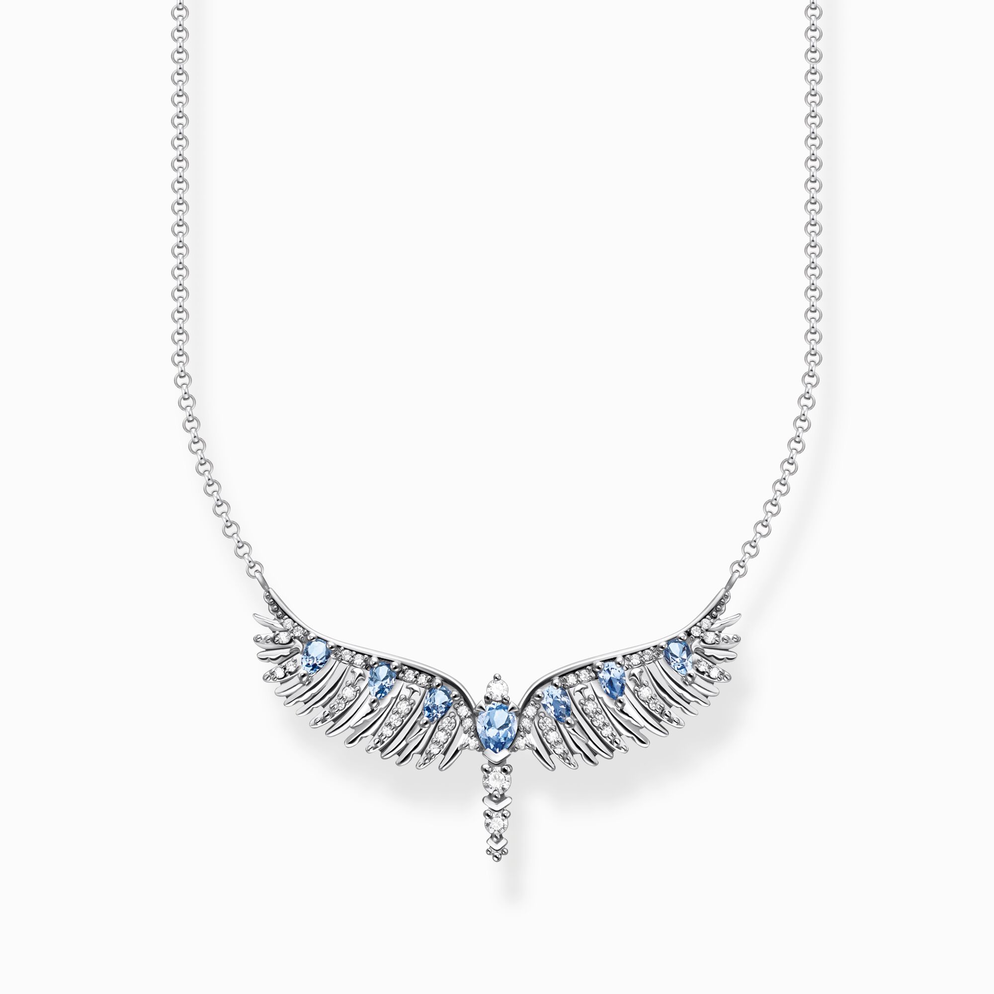 Necklace phoenix wing with blue stones silver from the  collection in the THOMAS SABO online store