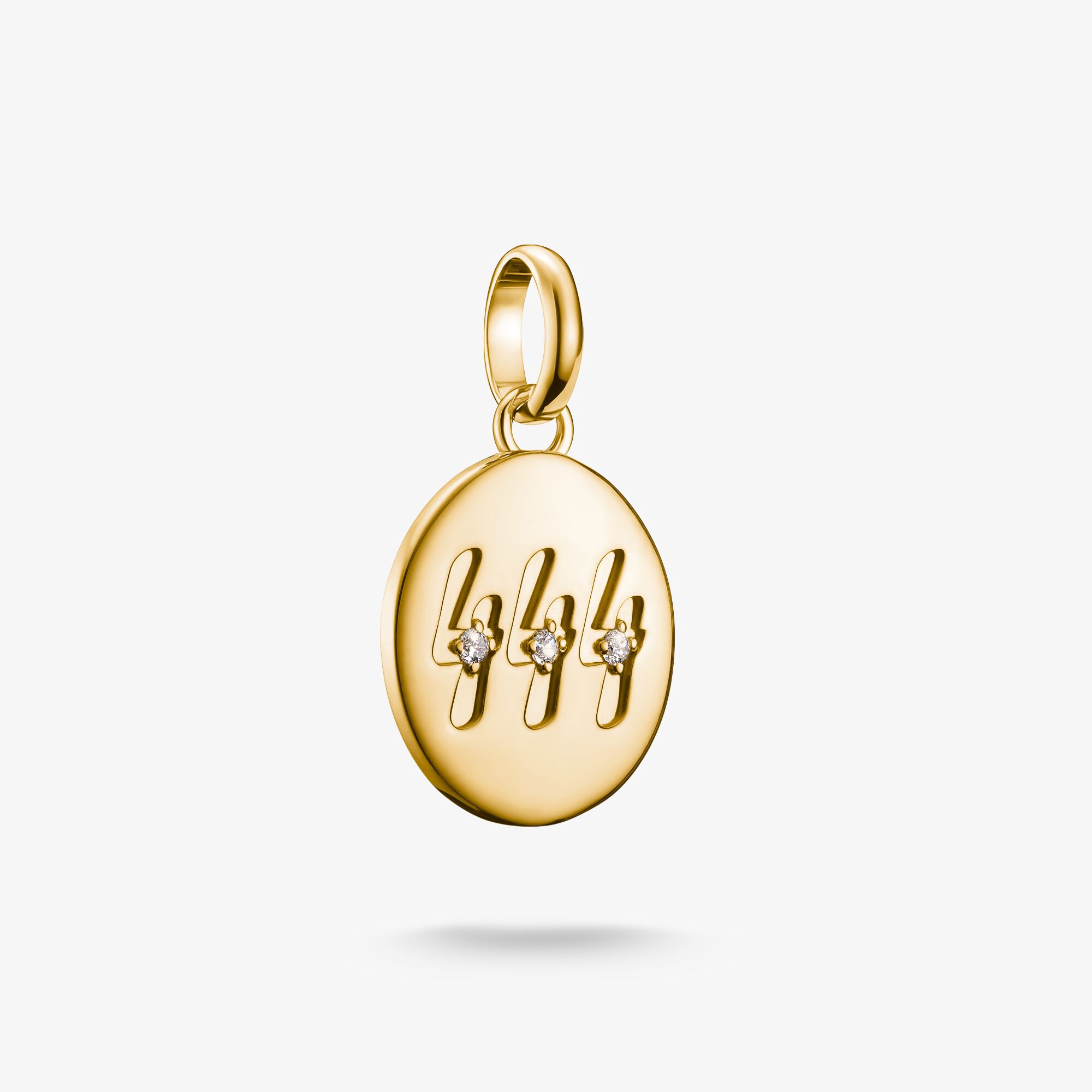 THOMAS SABO Pendentif Charm numéro angélique 444 avec pierres blanches Connect plaqué or, Argent sterling doré or jaune, Taille: one size, femme