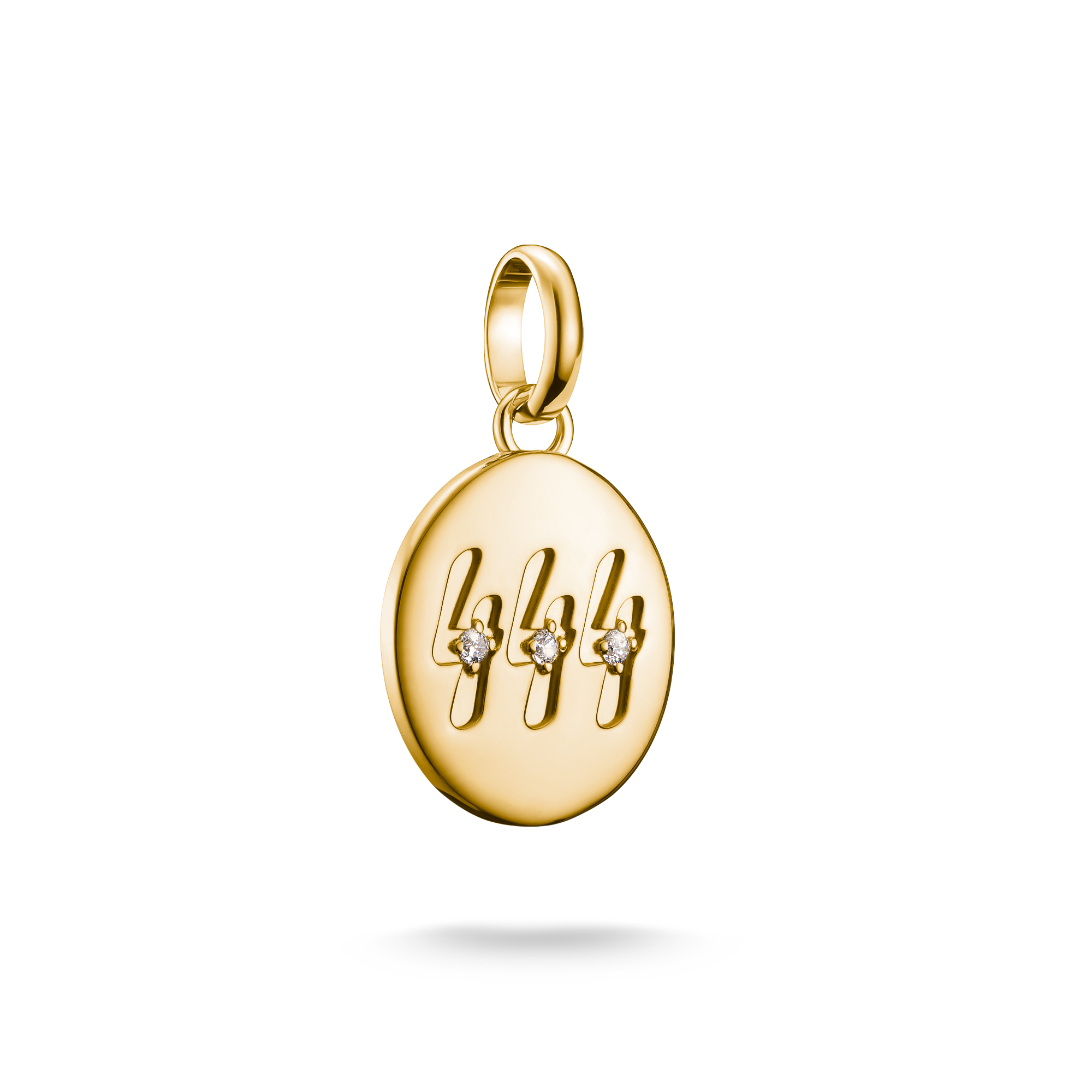 Thomas Sabo Charm-Anhänger Engelzahl 444 mit Steinen Connect vergoldet mit Gravur weiß CC1251-414-14