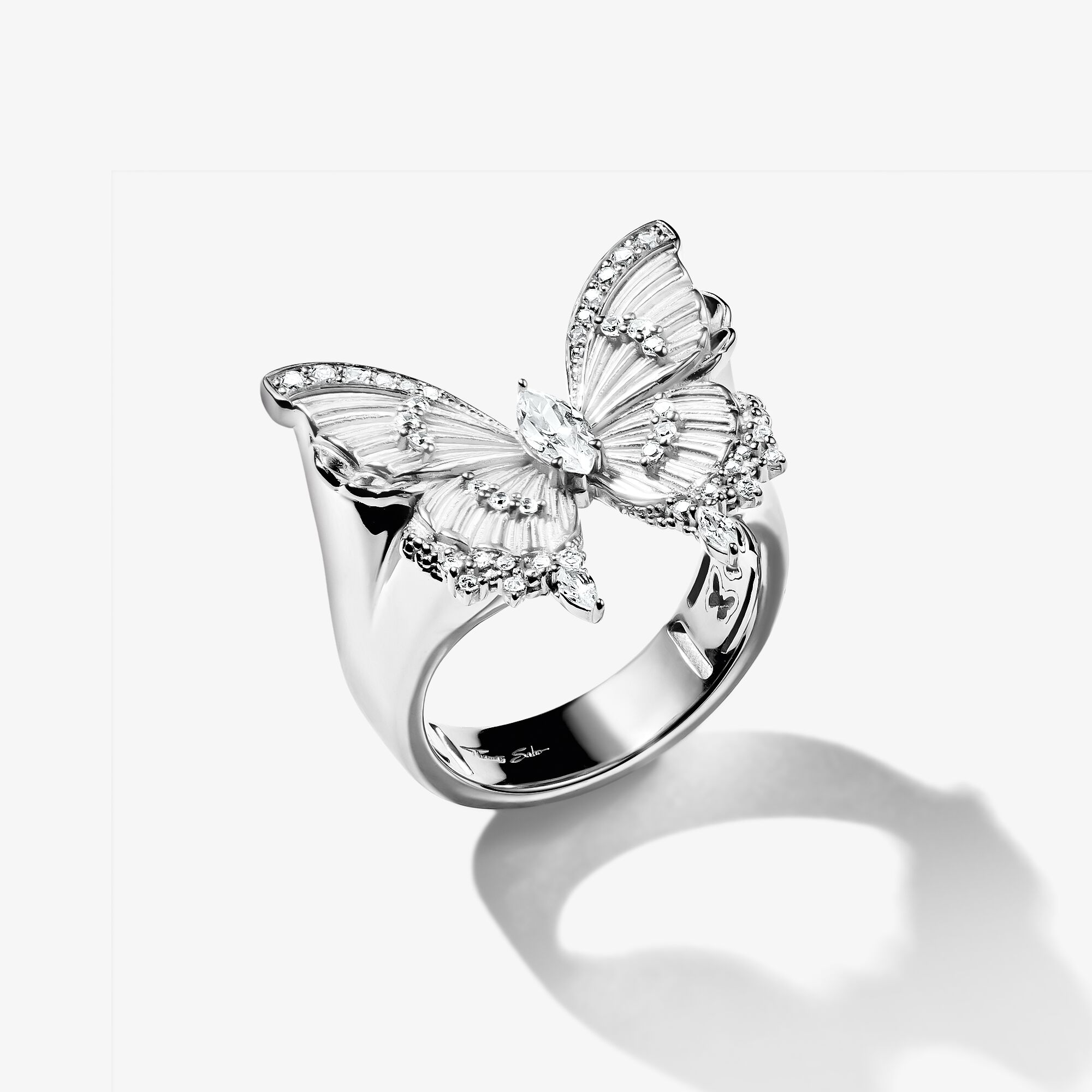 THOMAS SABO Fjäril Butterfly Paradise cocktailring med silverstenar, 925 sterlingsilver, Storlek: 58, för damer