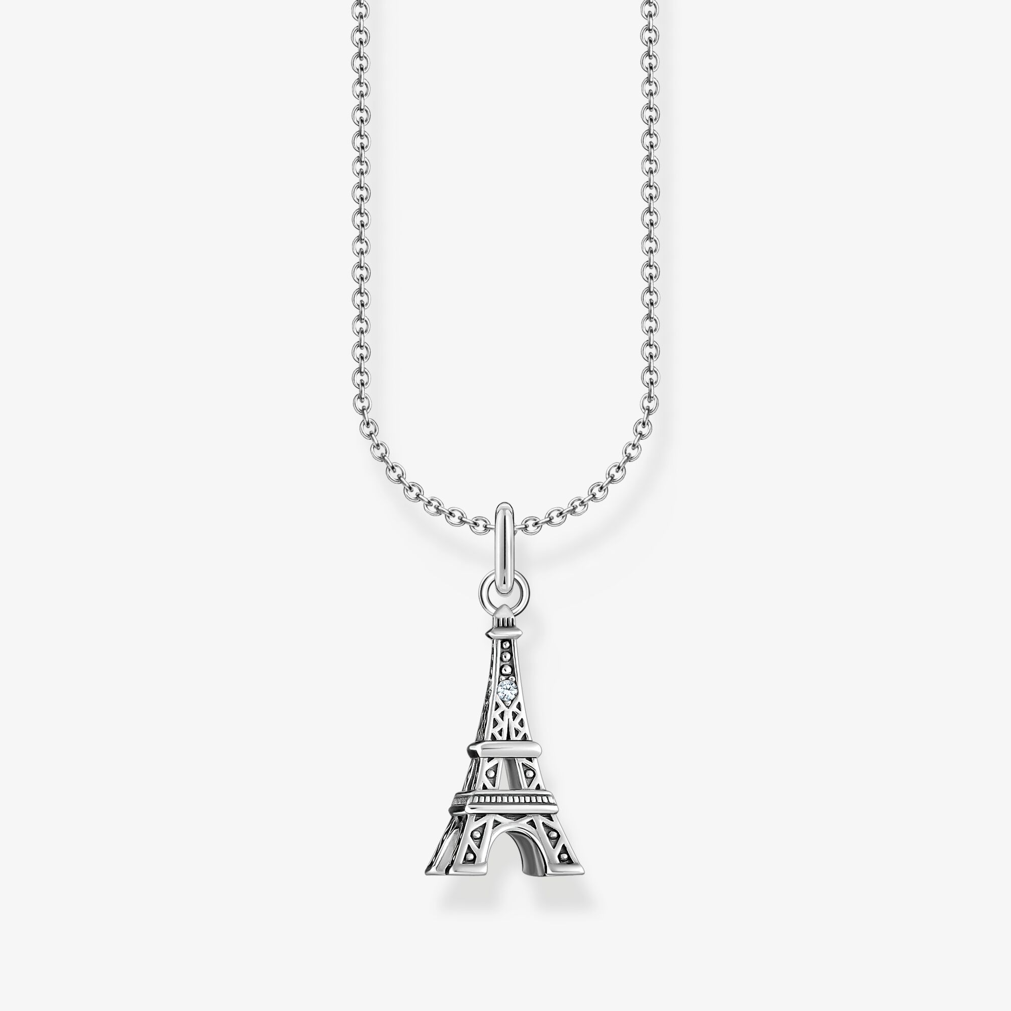 THOMAS SABO Kette mit Eiffelturm-Anhänger Silber, Sterlingsilber, Größe: 45 cm, Damen