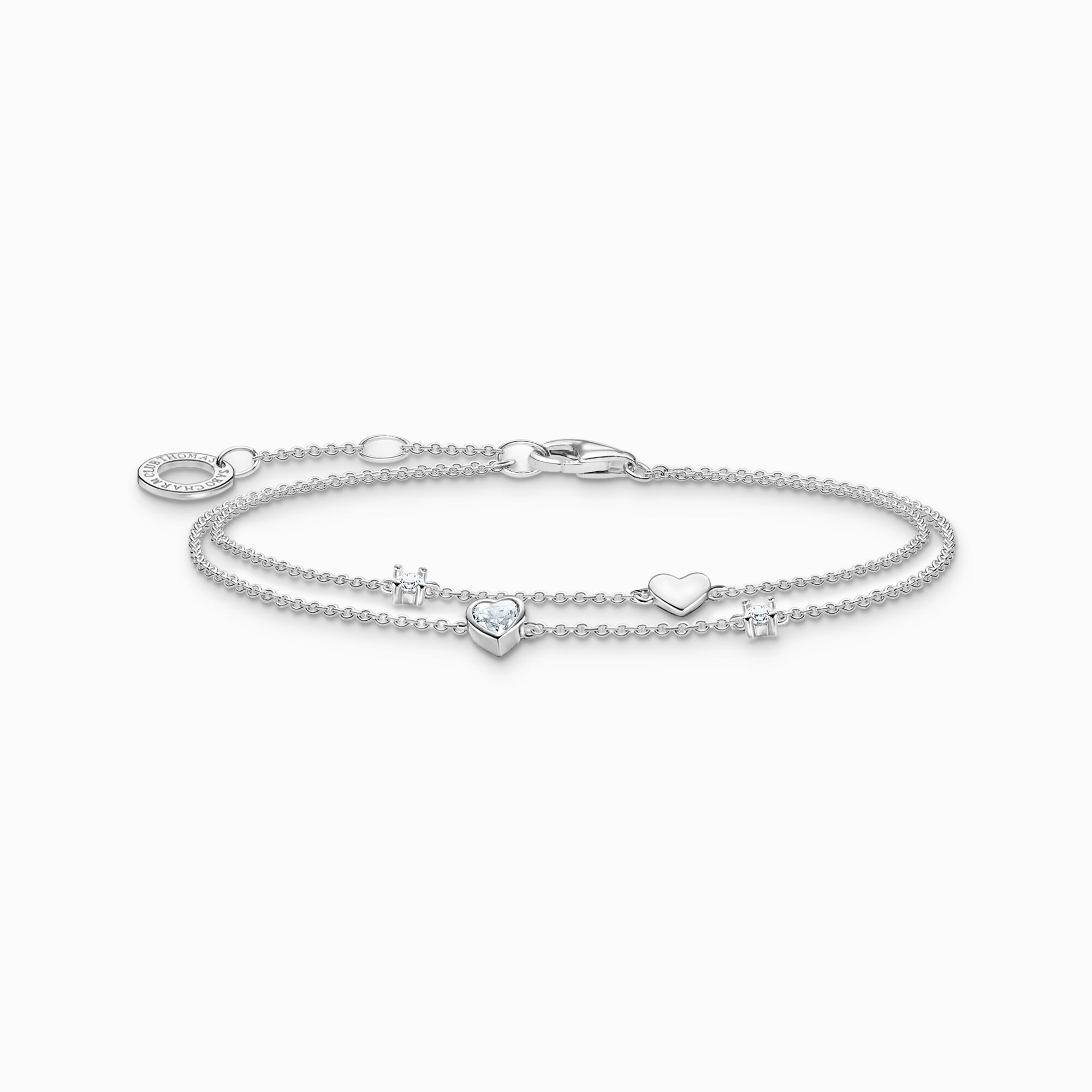 Bracelet with hearts and white stones silver from the Charming Collection collection in the THOMAS SABO online store