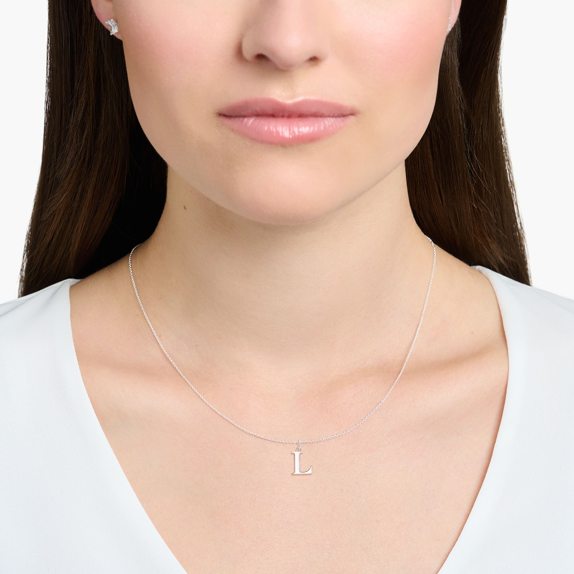 V Letter Simple 925 Italian Silver Necklace