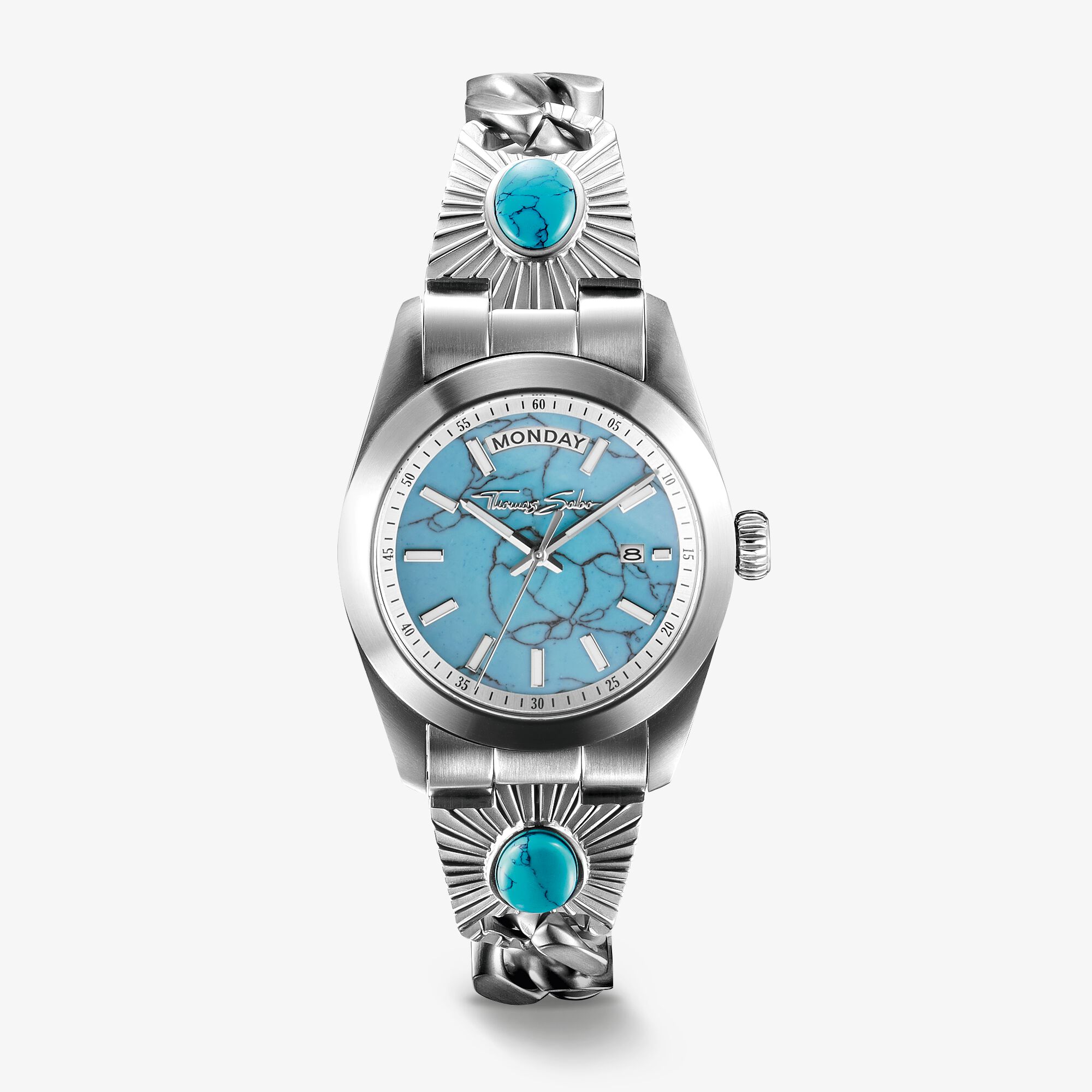 THOMAS SABO Montre Elyndra avec cadran turquoise 36 mm couleur argent, Acier inoxydable, Taille: 36 MM, femme