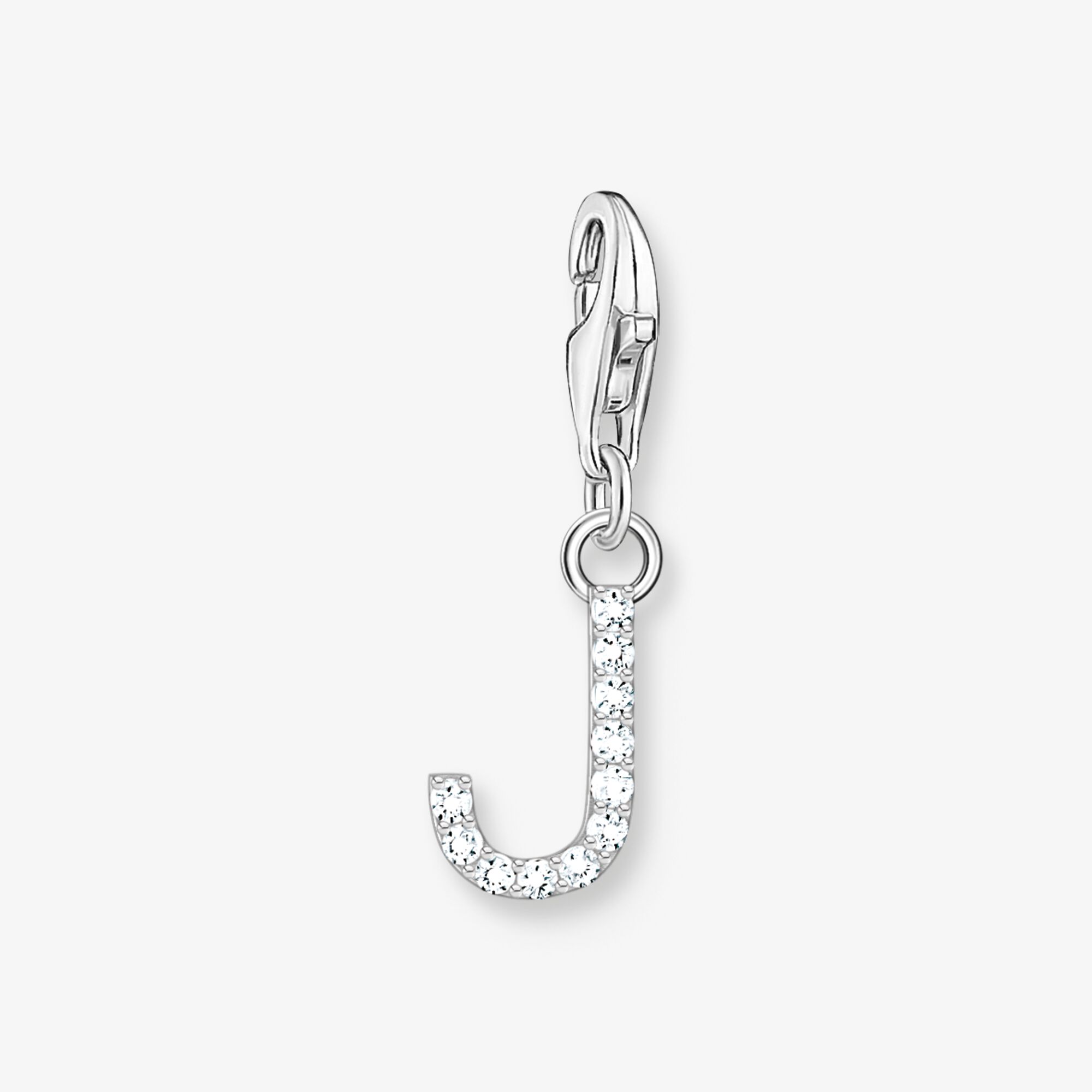 THOMAS SABO Charm-hängsmycke bokstaven J med vita stenar silver, 925 sterlingsilver, Storlek: one size, för damer
