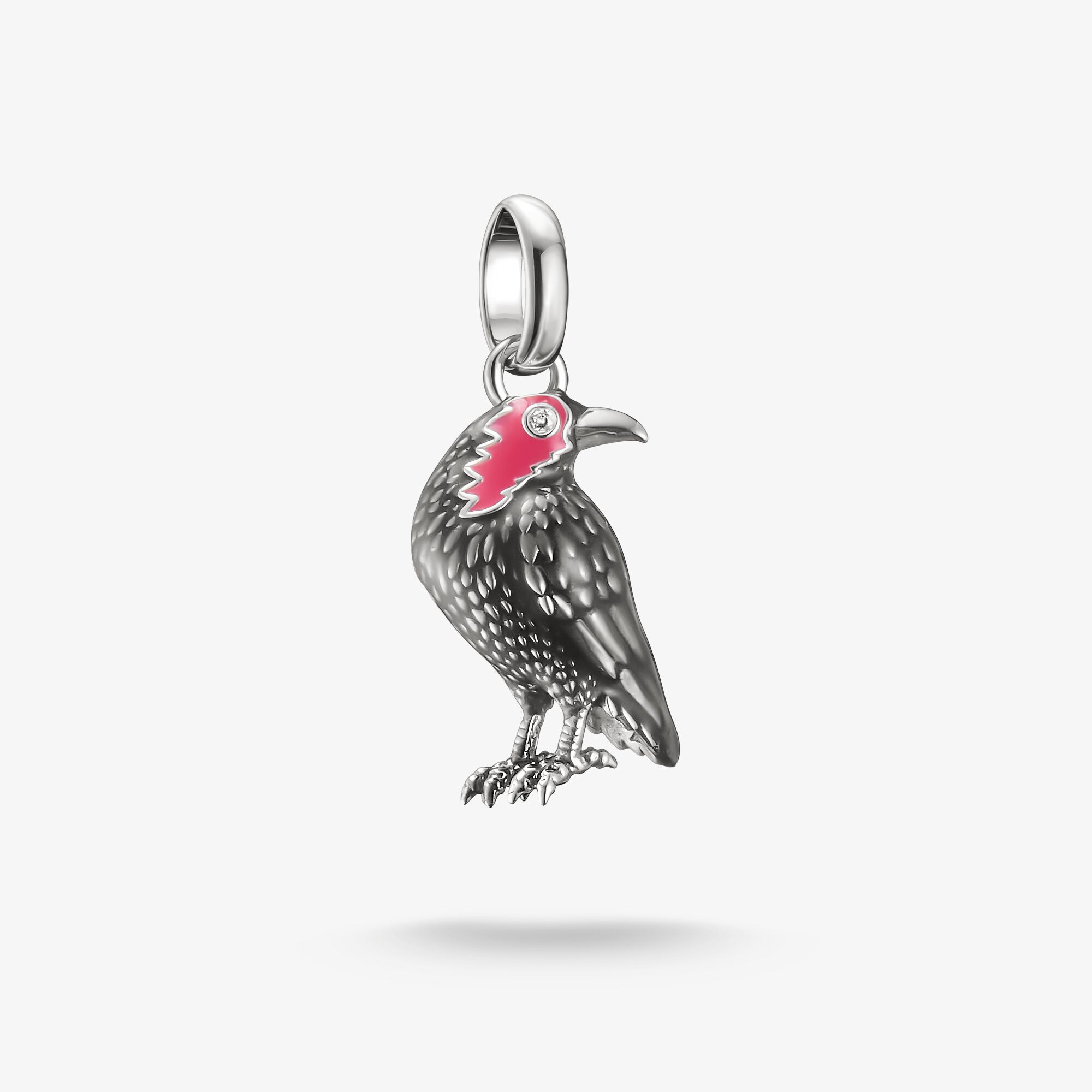 THOMAS SABO Pendentif Charm Corbeau Mercredi Zircone Connect Argent, Argent sterling, Taille: one size, Unisex