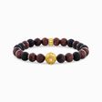Yellow-gold plated bracelet with Obsidian and Red Tiger&#39;s Eye Beads from the  collection in the THOMAS SABO online store