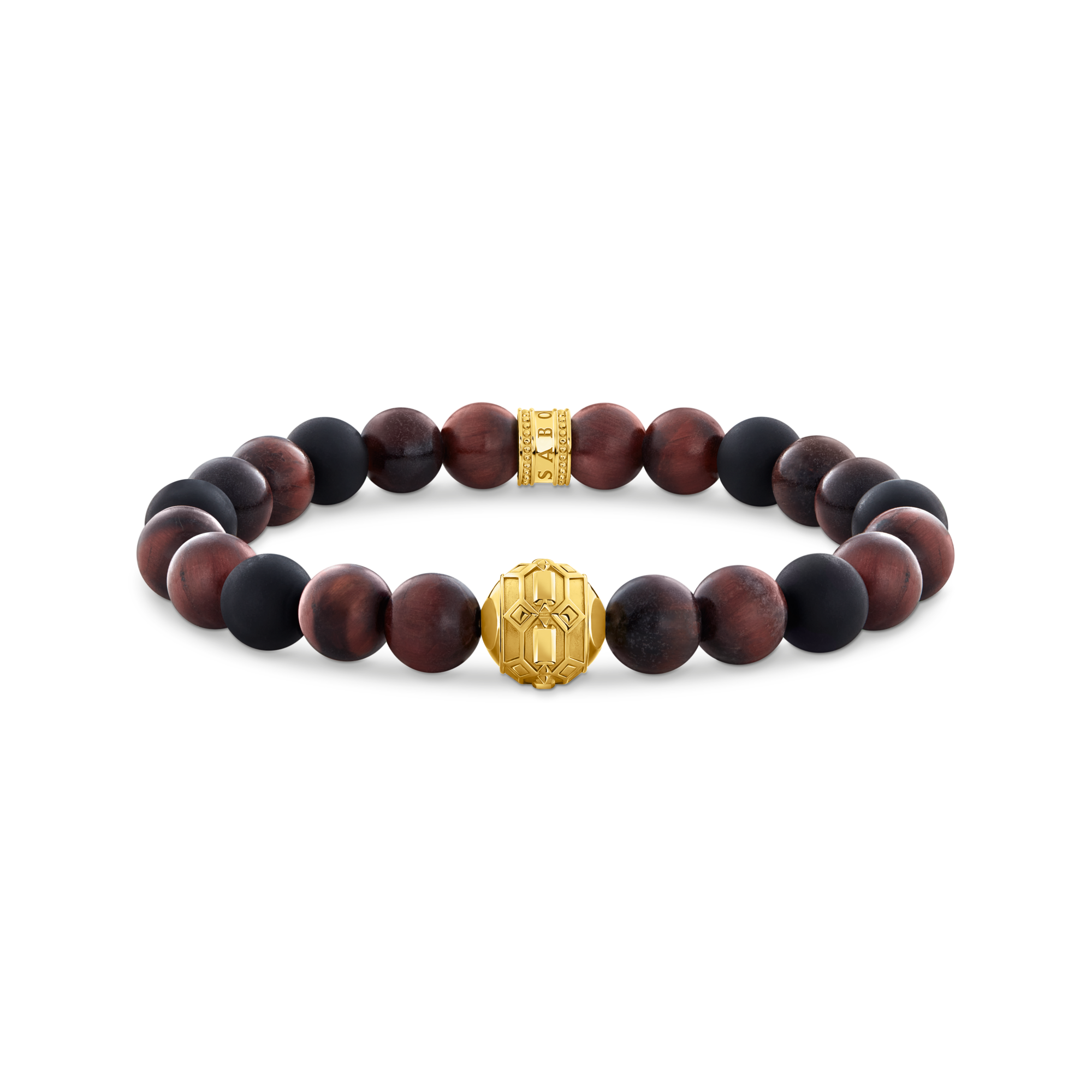 Thomas Sabo Armband aus Obsidian und Tigerauge mit Bead vergoldet mehrfarbig A2135-881-7-L16