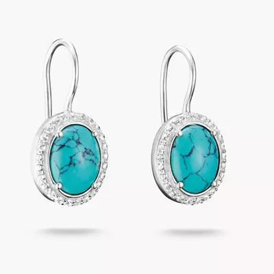 Boucles d'oreilles turquoise pierres ovales argent