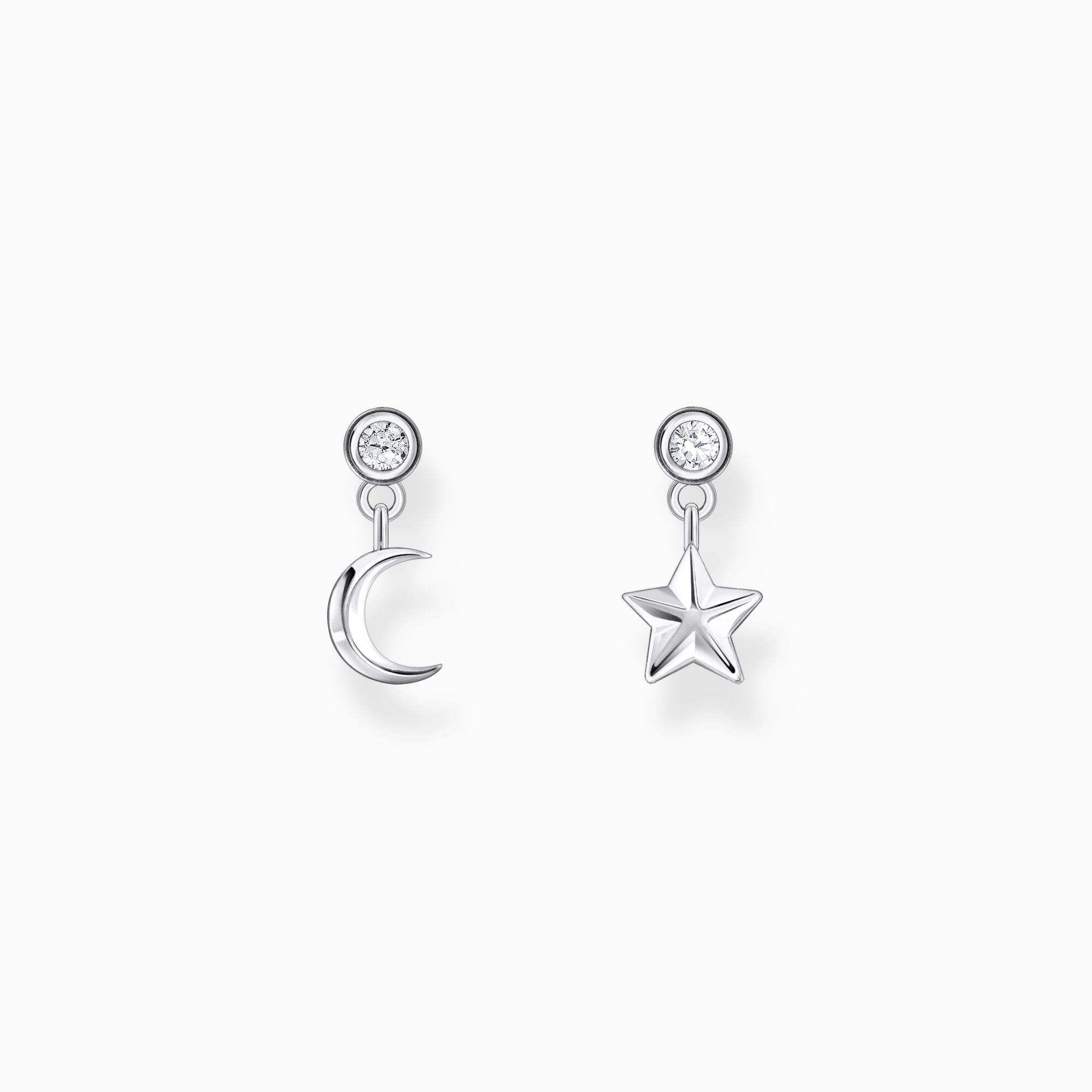 Silver ear studs with sun and moon pendants from the  collection in the THOMAS SABO online store