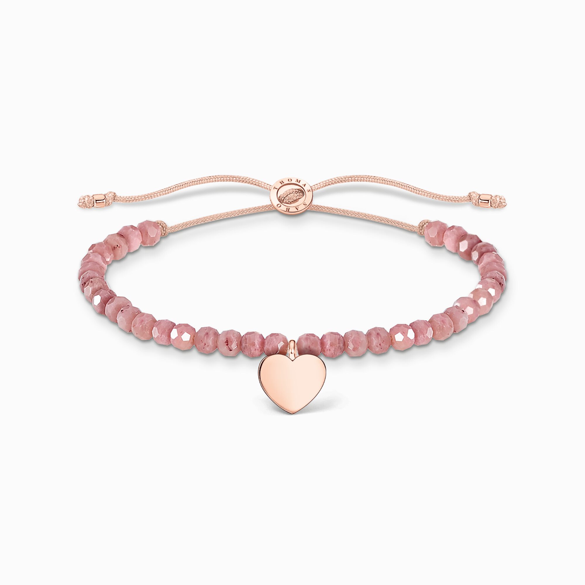 Armband mit rosa Jaspis-Beads und Herz verros&eacute;goldet aus der Charming Collection Kollektion im Online Shop von THOMAS SABO