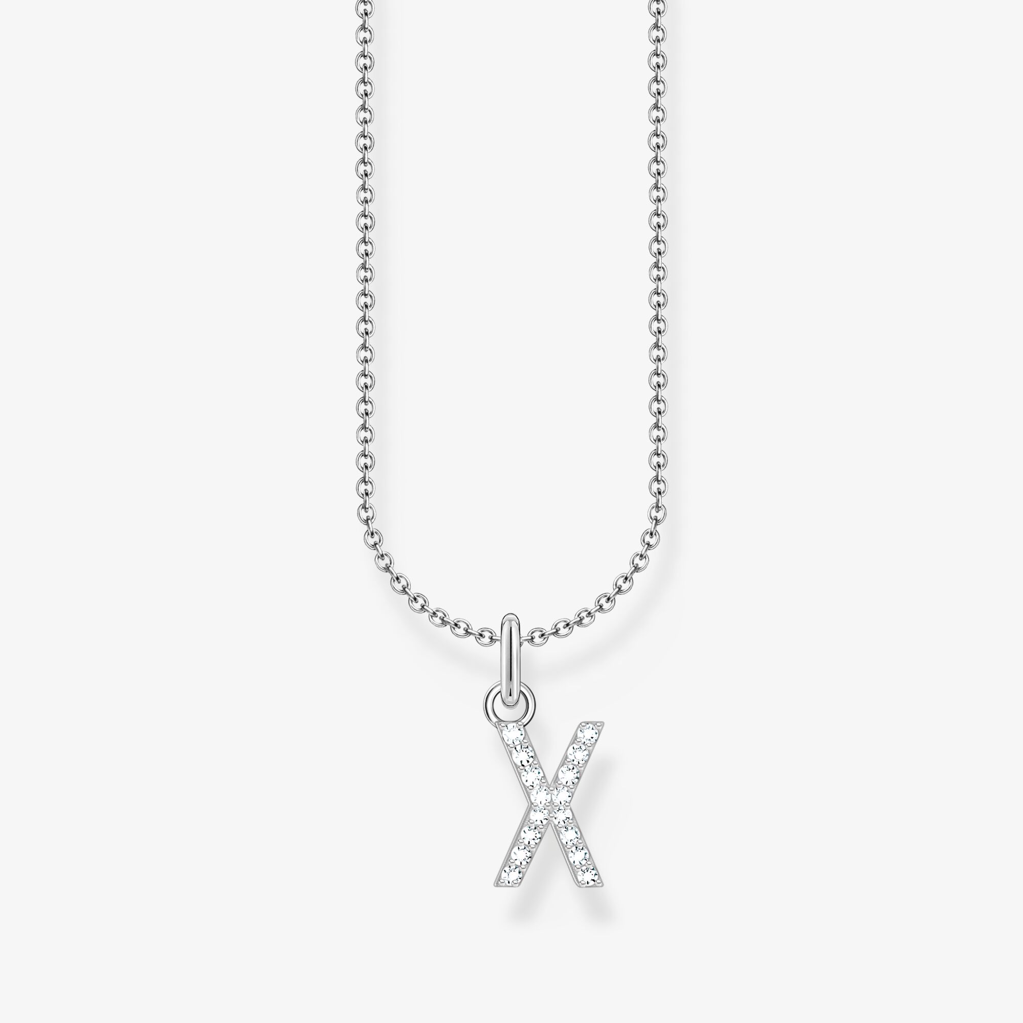 THOMAS SABO Kette mit Buchstaben-Anhänger X Silber, Sterlingsilber, Größe: 45 cm, Damen