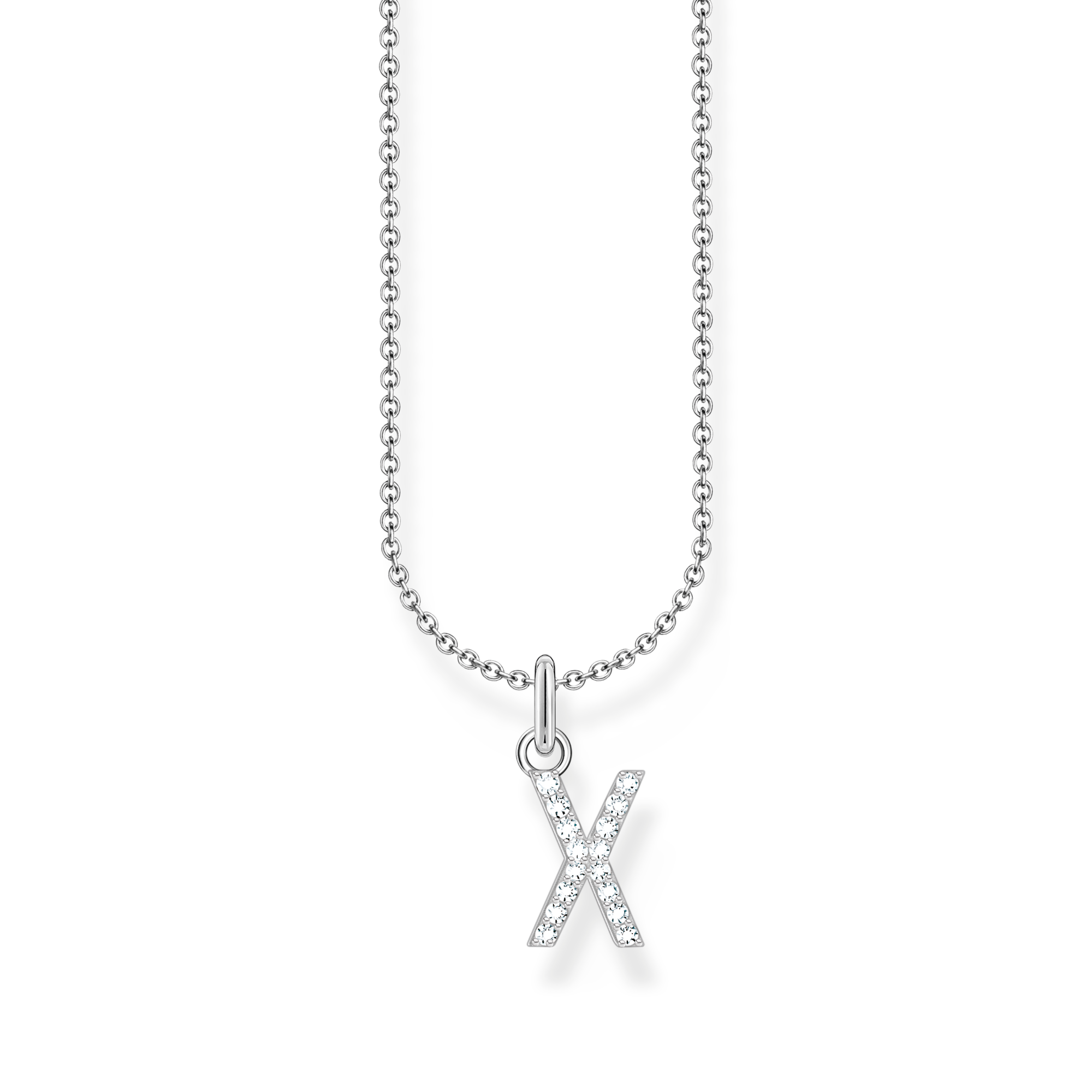 Thomas Sabo Kette mit Buchstaben-Anhänger X Silber weiß KE2263-051-14-L45V