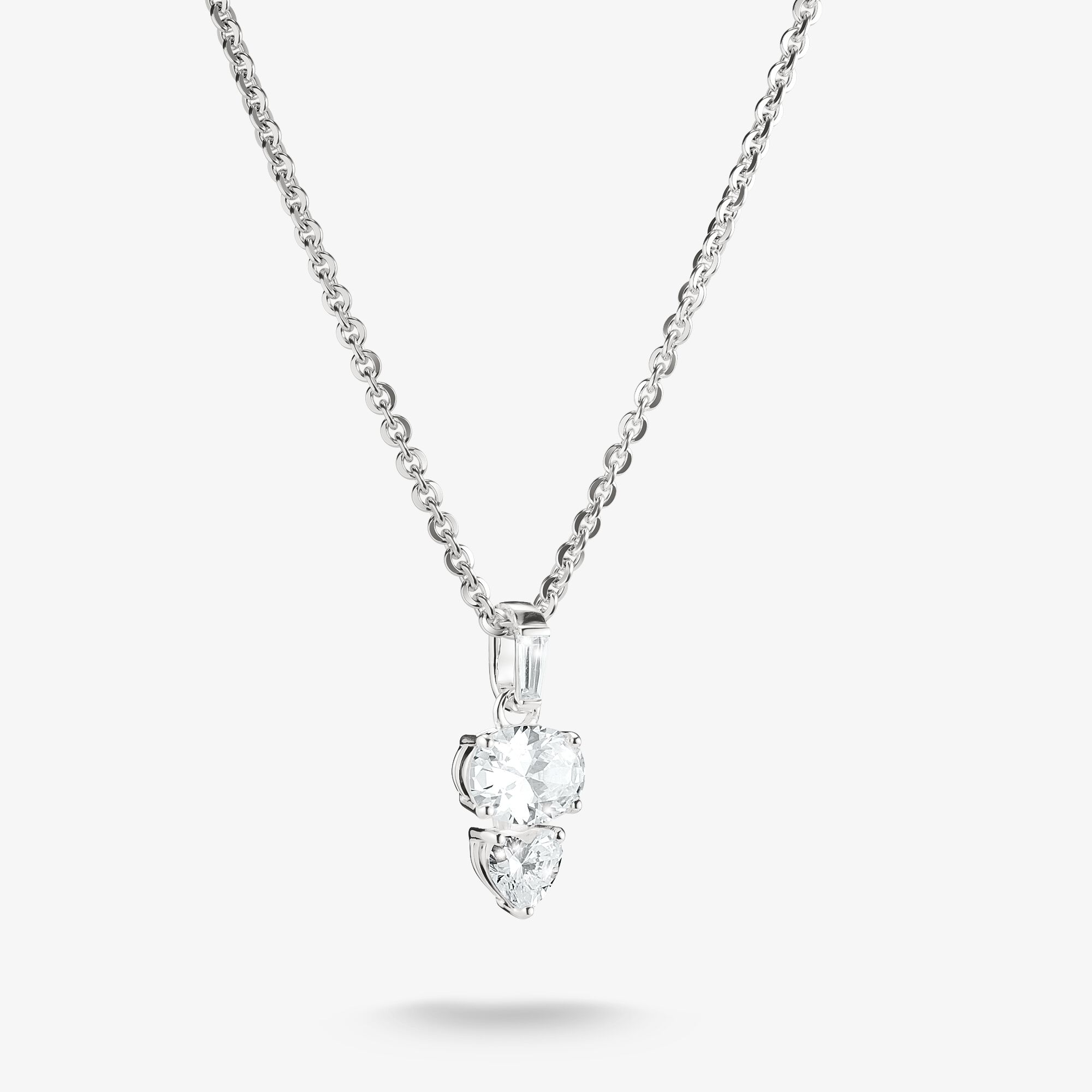 THOMAS SABO Kette mit Zirkoniasteinen Oval Herz Silber, Sterlingsilber, Größe: 45 cm, Damen