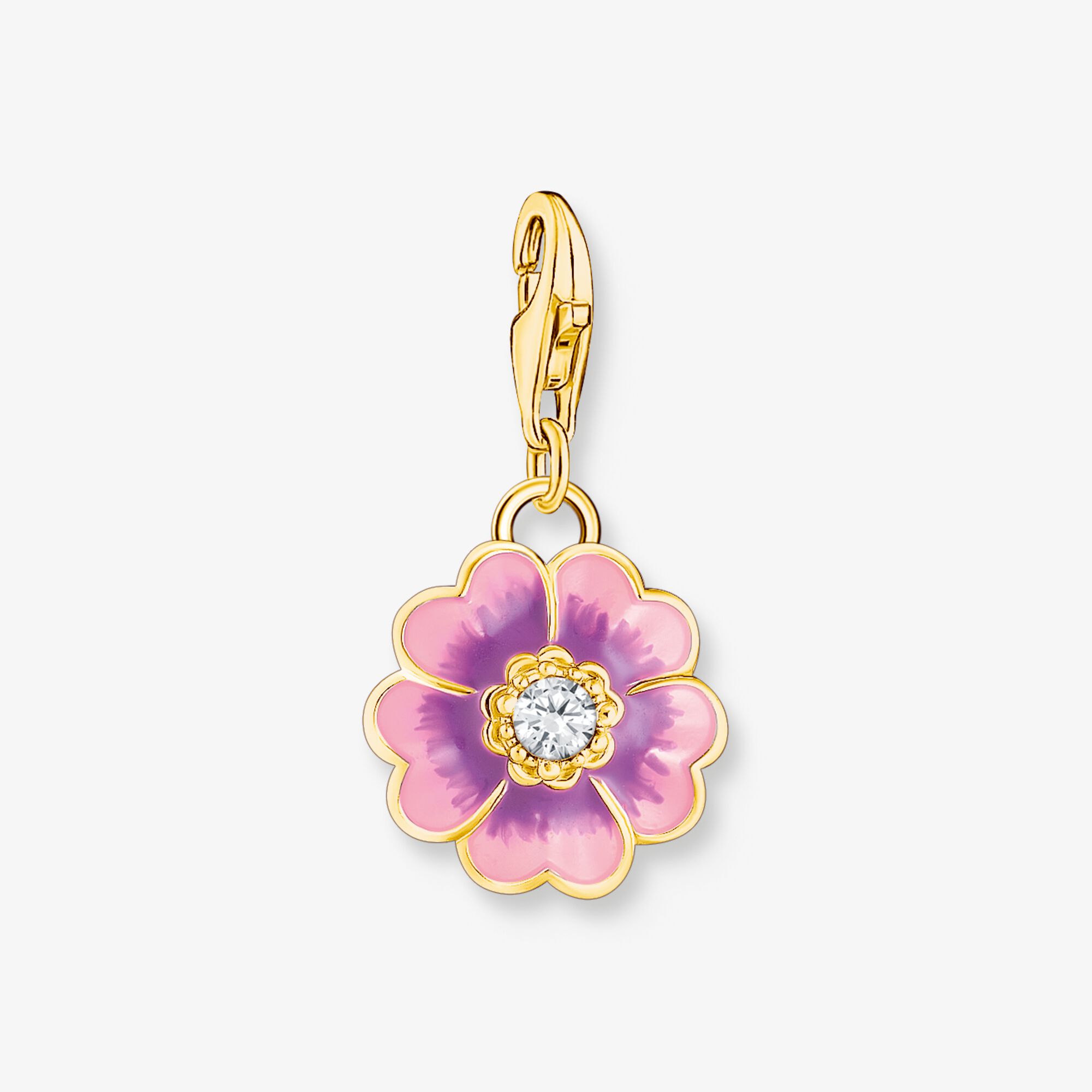 THOMAS SABO Pendentif Flower violet doré à l'or fin, Argent sterling doré or jaune, Taille: one size, femme
